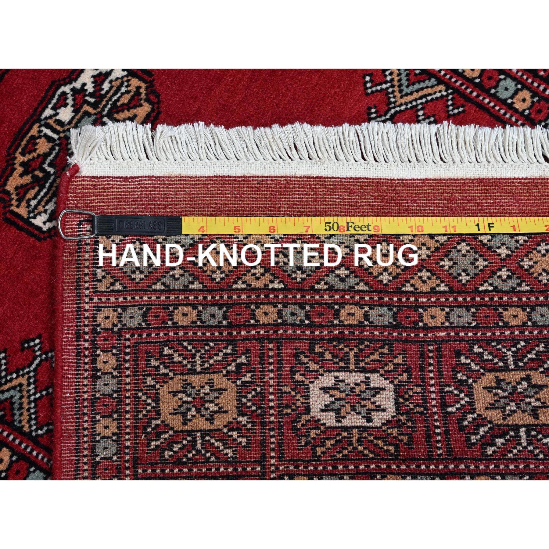 2'6"x8' Berry Red, Soft and Shiny Wool, Princess Bokara with Tribal Medallions, Vegetable Dyes, Hand Knotted, Runner, Oriental Rug Sh1304