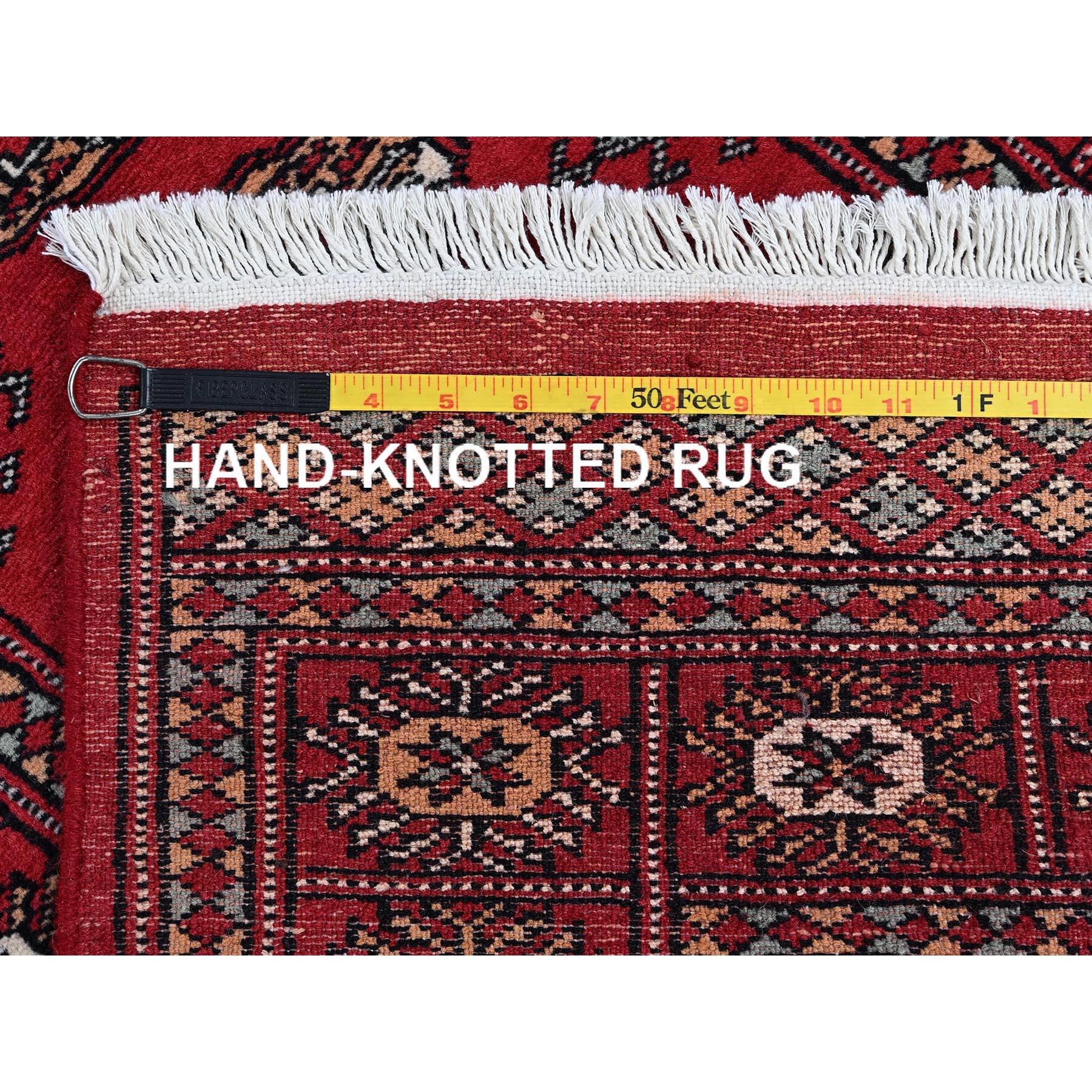 2'6"x8' Crimson Red, Princess Bokara with Geometric Medallions, Vegetable Dyes, Soft Wool, Hand Knotted, Runner, Oriental Rug Sh1305