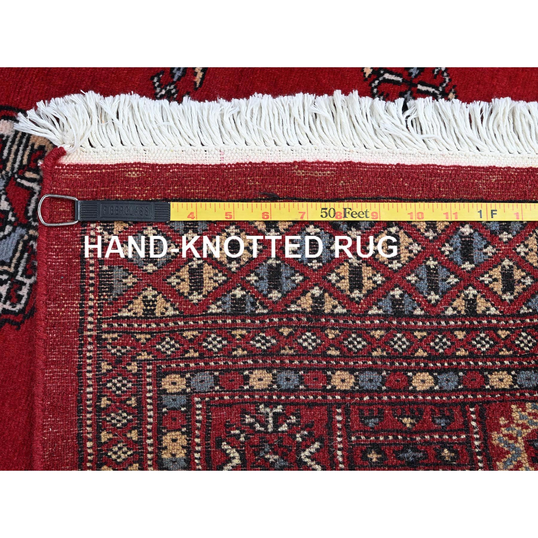 4'2"x6'2" Crimson Red, Princess Bokara with Geometric Medallions, Soft and Shiny Wool, Vegetable Dyes, Hand Knotted, Oriental Rug Sh1308