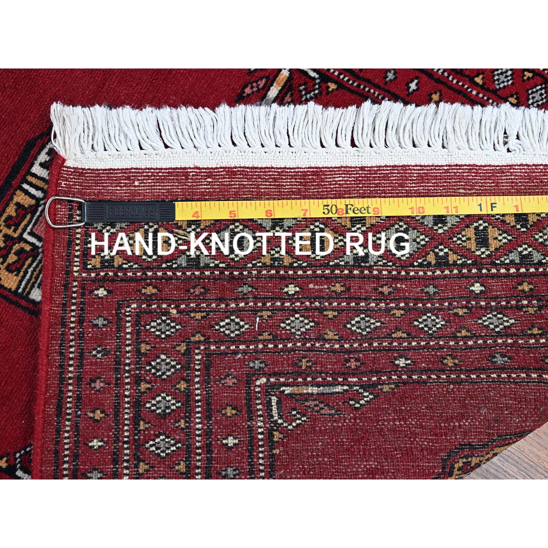 2'1"x3'1" Scarlet Red, Princess Bokara with Tribal Medallions, Vegetable Dyes, Soft and Velvety Wool, Hand Knotted, Mat, Sample, Oriental Rug Sh1315