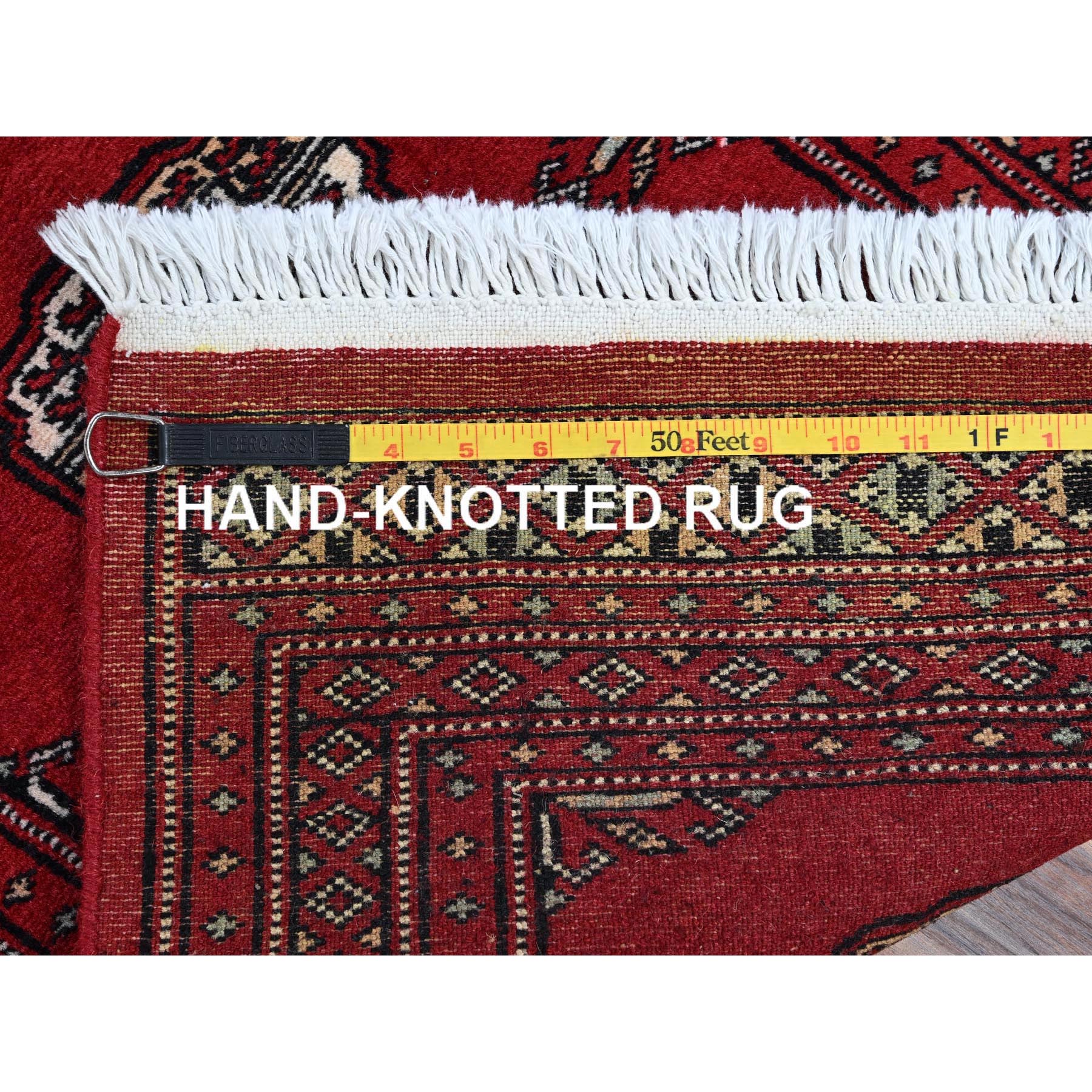 2'1"x3'1" Lychee Red, Princess Bokara with Tribal Medallions, Vegetable Dyes, Soft and Velvety Wool, Hand Knotted, Sample, Mat, Oriental Rug Sh1317