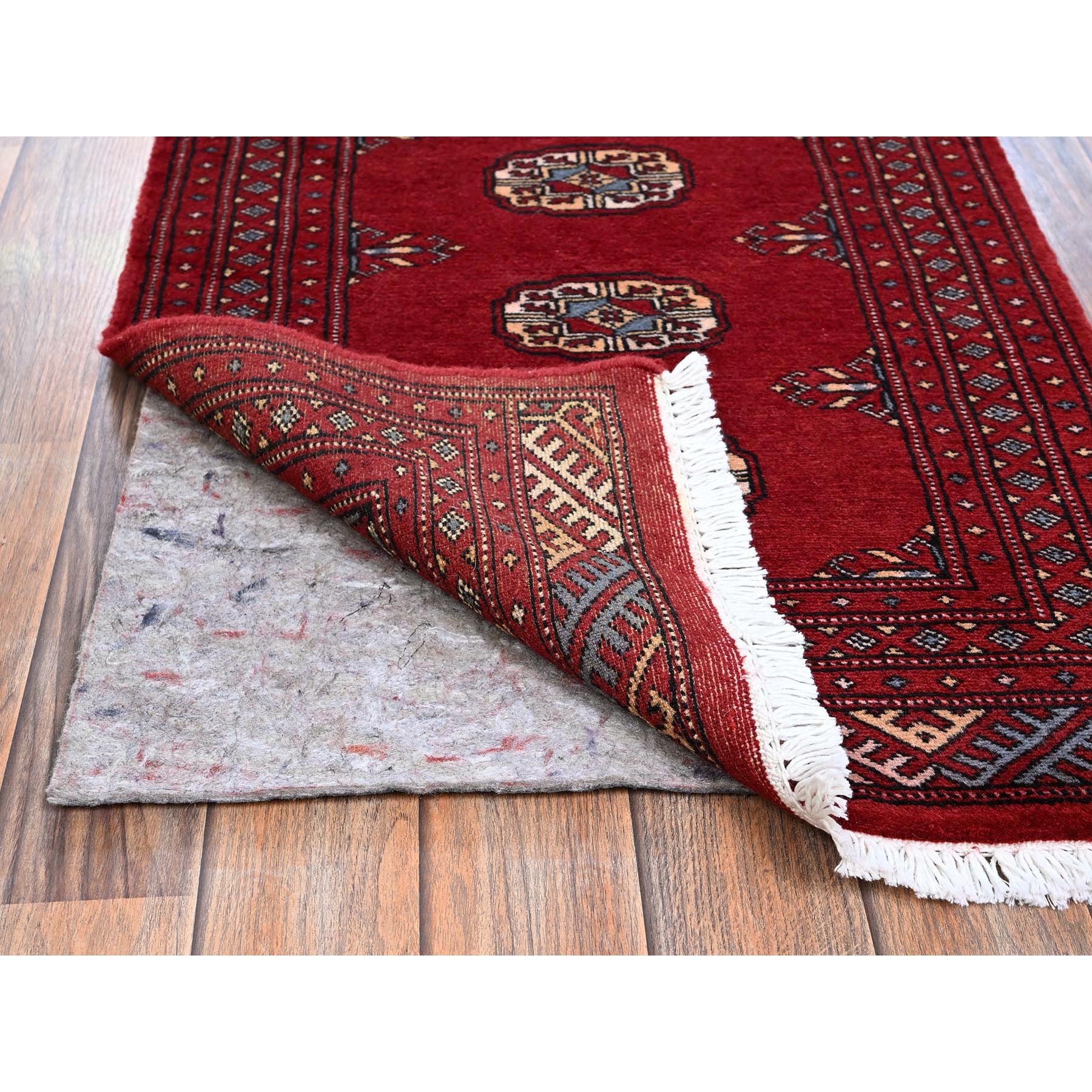 2'x3'2" Berry Red, Princess Bokara with Tribal Medallions, Soft and Velvety Wool, Vegetable Dyes, Hand Knotted, Mat, Sample, Oriental Rug Sh1320