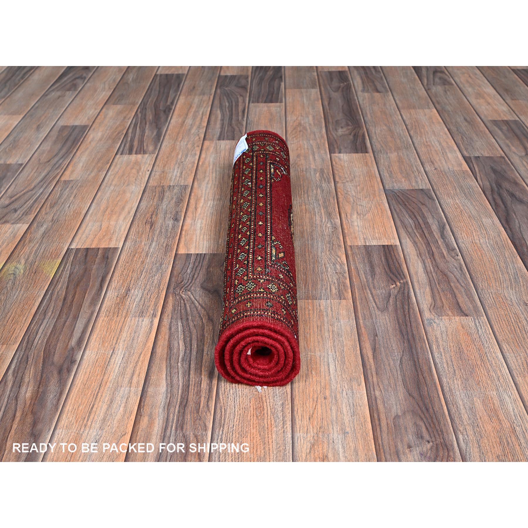 2'x3'2" Berry Red, Princess Bokara with Tribal Medallions, Soft and Velvety Wool, Vegetable Dyes, Hand Knotted, Mat, Sample, Oriental Rug Sh1320