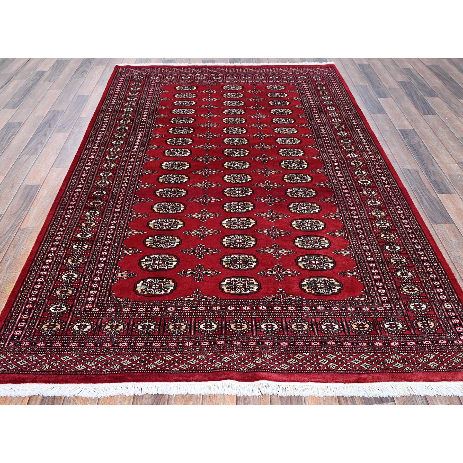 5'2"x8' Lychee Red, Princess Bokara with Tribal Medallions, Vegetable Dyes, Soft and Velvety Wool, Hand Knotted, Oriental Rug Sh1324