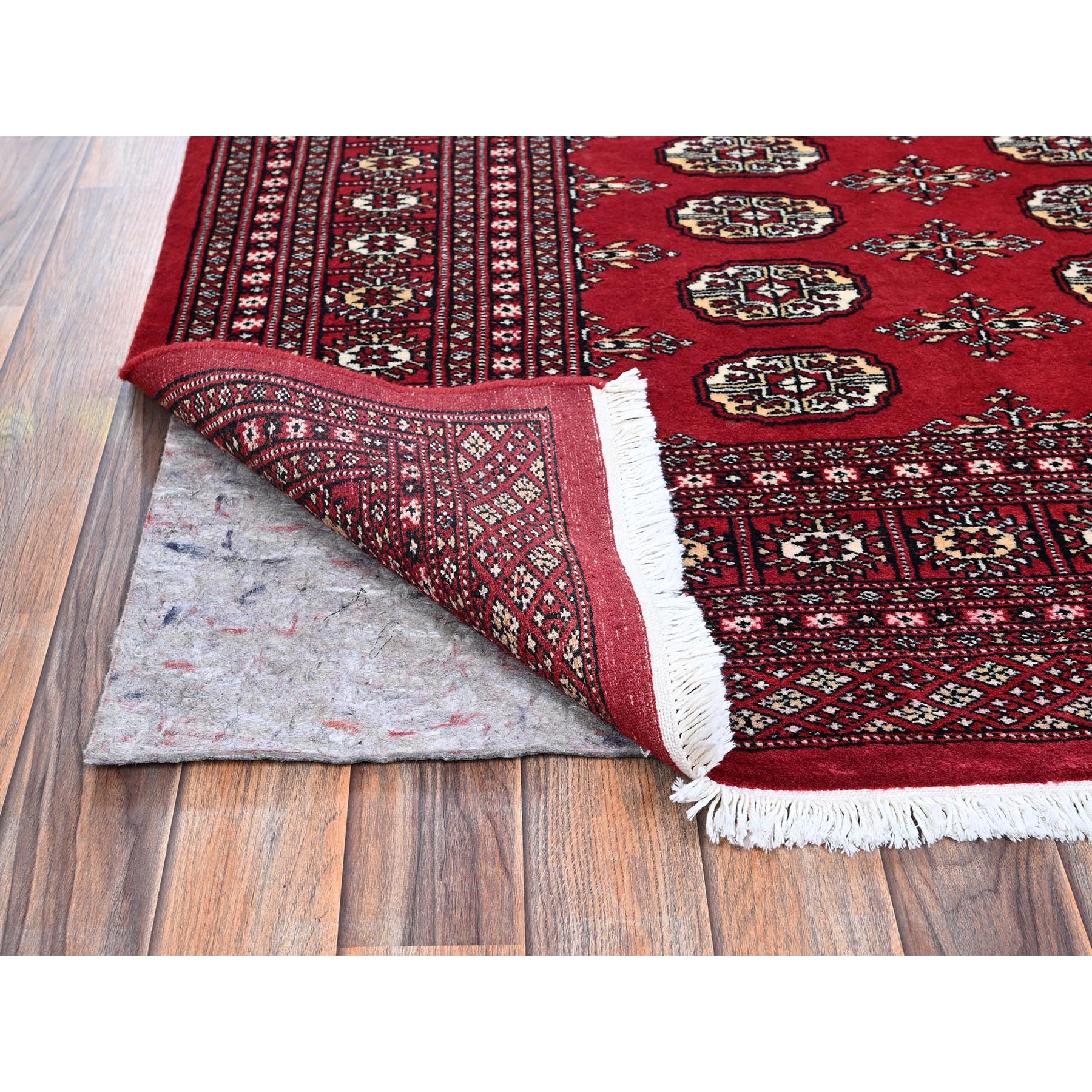 5'2"x8' Lychee Red, Princess Bokara with Tribal Medallions, Vegetable Dyes, Soft and Velvety Wool, Hand Knotted, Oriental Rug Sh1324