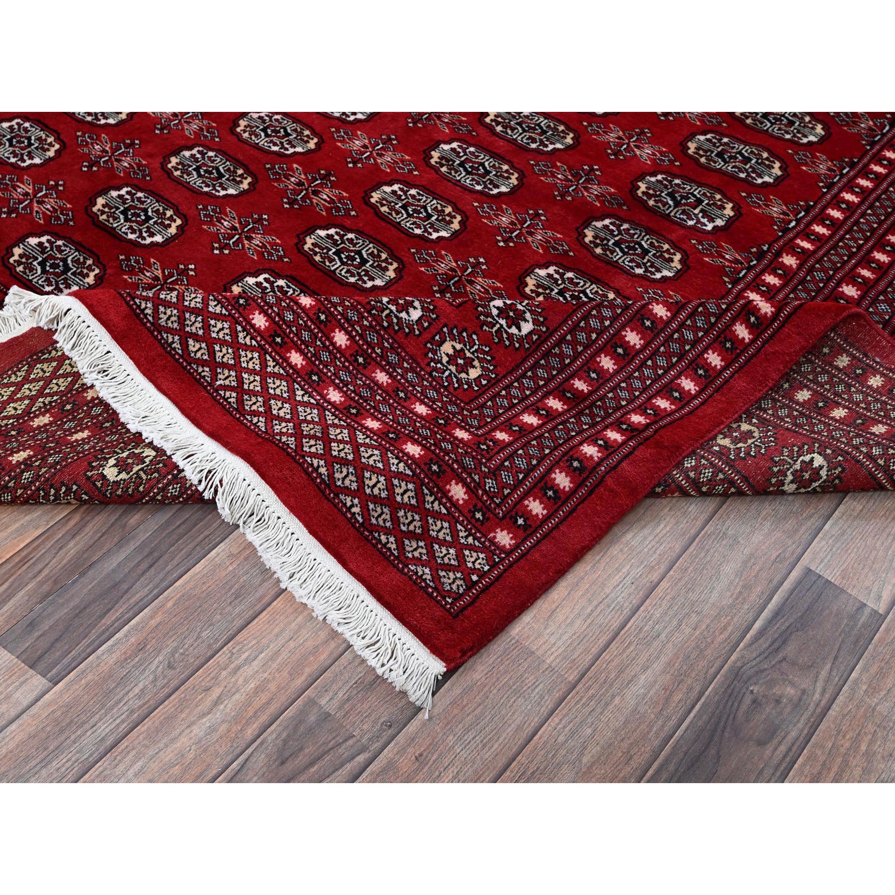 9'x11'9" Ruby Red, Princess Bokara with Tribal Medallions Design, Vegetable Dyes, Hand Knotted, Soft and Velvety Wool, Oriental Rug Sh1325