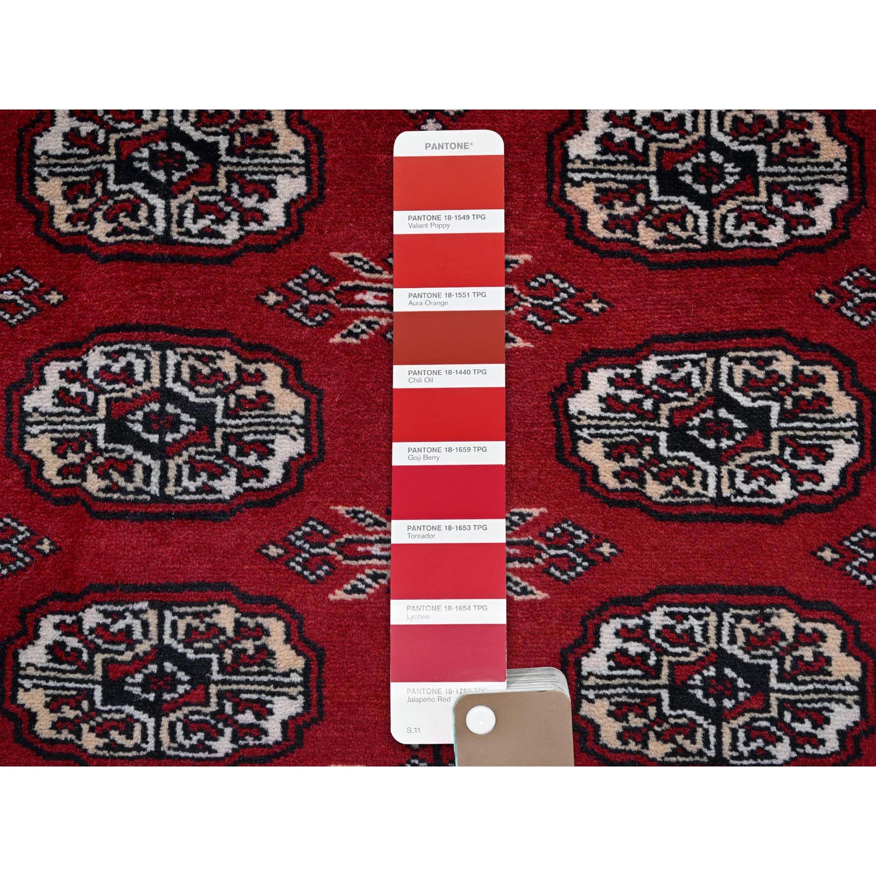 9'x11'9" Ruby Red, Princess Bokara with Tribal Medallions Design, Vegetable Dyes, Hand Knotted, Soft and Velvety Wool, Oriental Rug Sh1325
