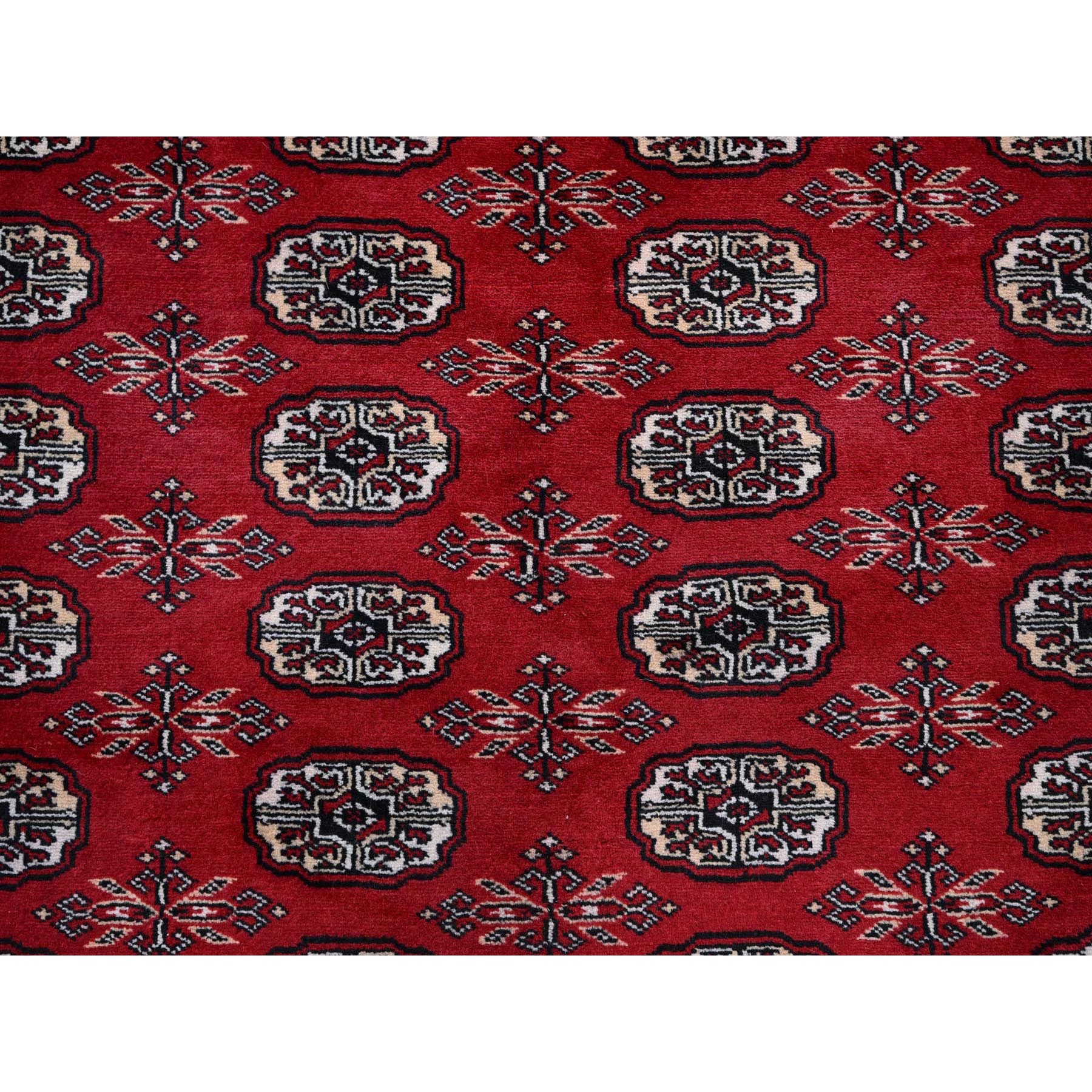 9'x11'9" Ruby Red, Princess Bokara with Tribal Medallions Design, Vegetable Dyes, Hand Knotted, Soft and Velvety Wool, Oriental Rug Sh1325
