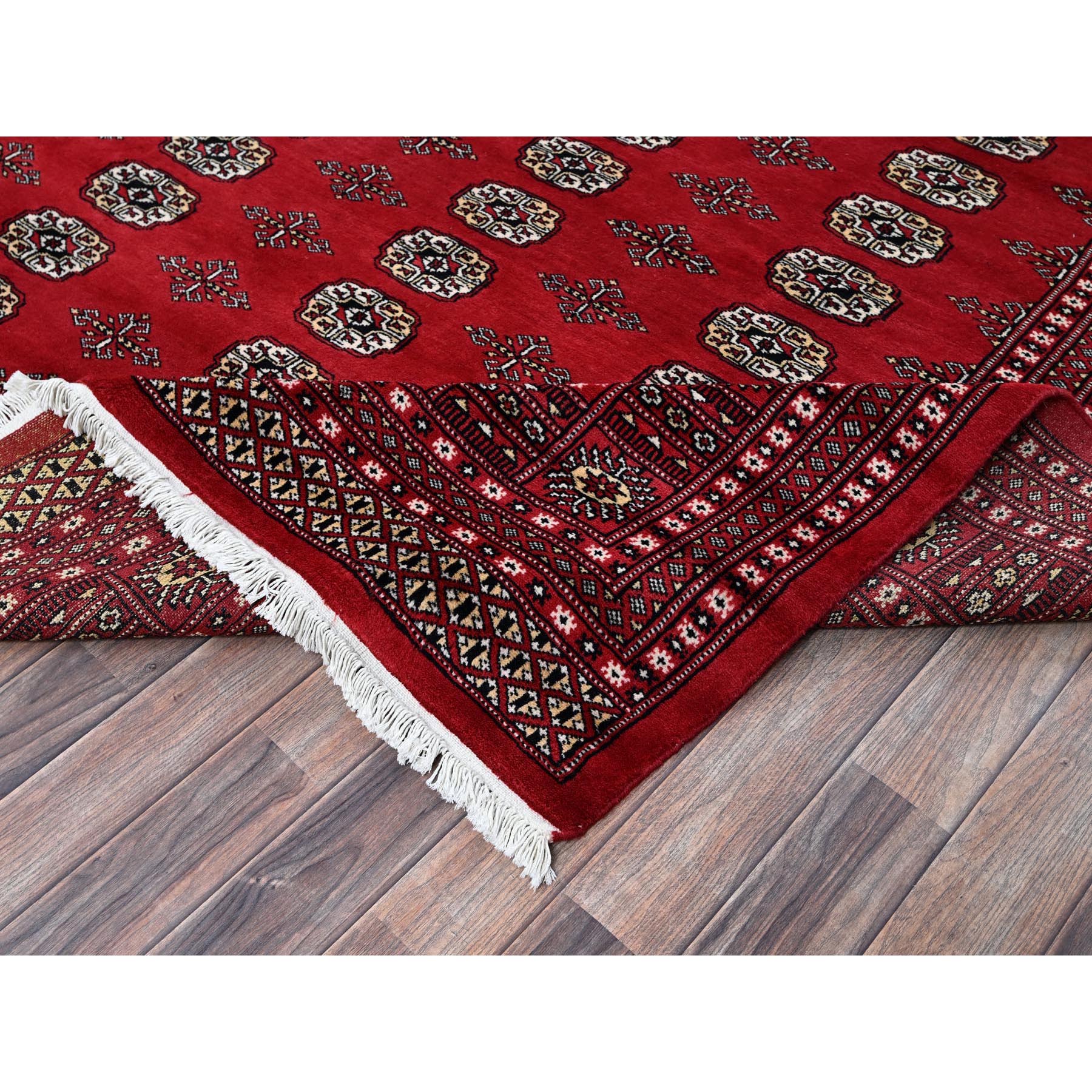 9'2"x12'4" Scarlet Red, Princess Bokara with Tribal Medallions, Vegetable Dyes, Soft and Velvety Wool, Hand Knotted, Oriental Rug Sh1326