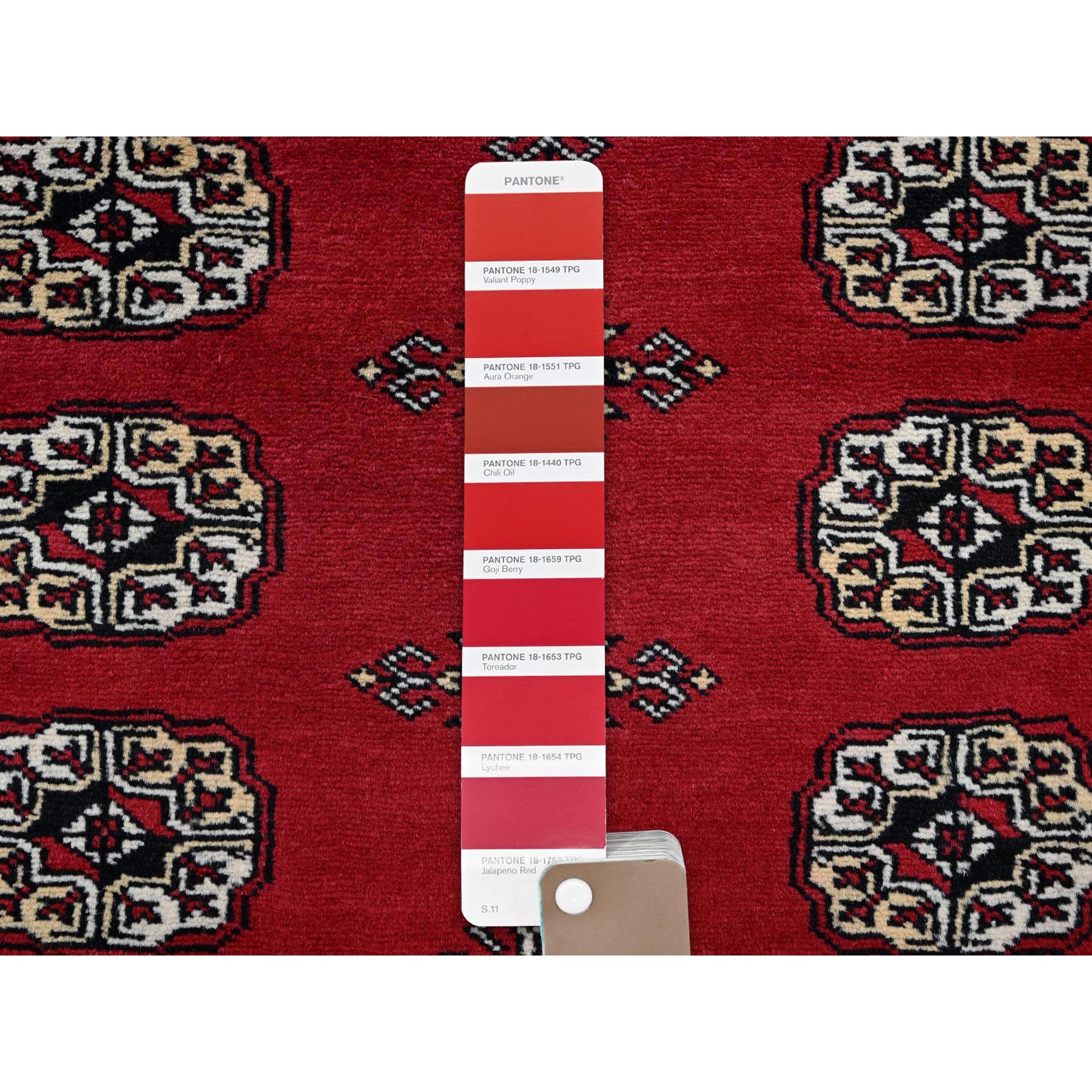 9'2"x12'4" Scarlet Red, Princess Bokara with Tribal Medallions, Vegetable Dyes, Soft and Velvety Wool, Hand Knotted, Oriental Rug Sh1326
