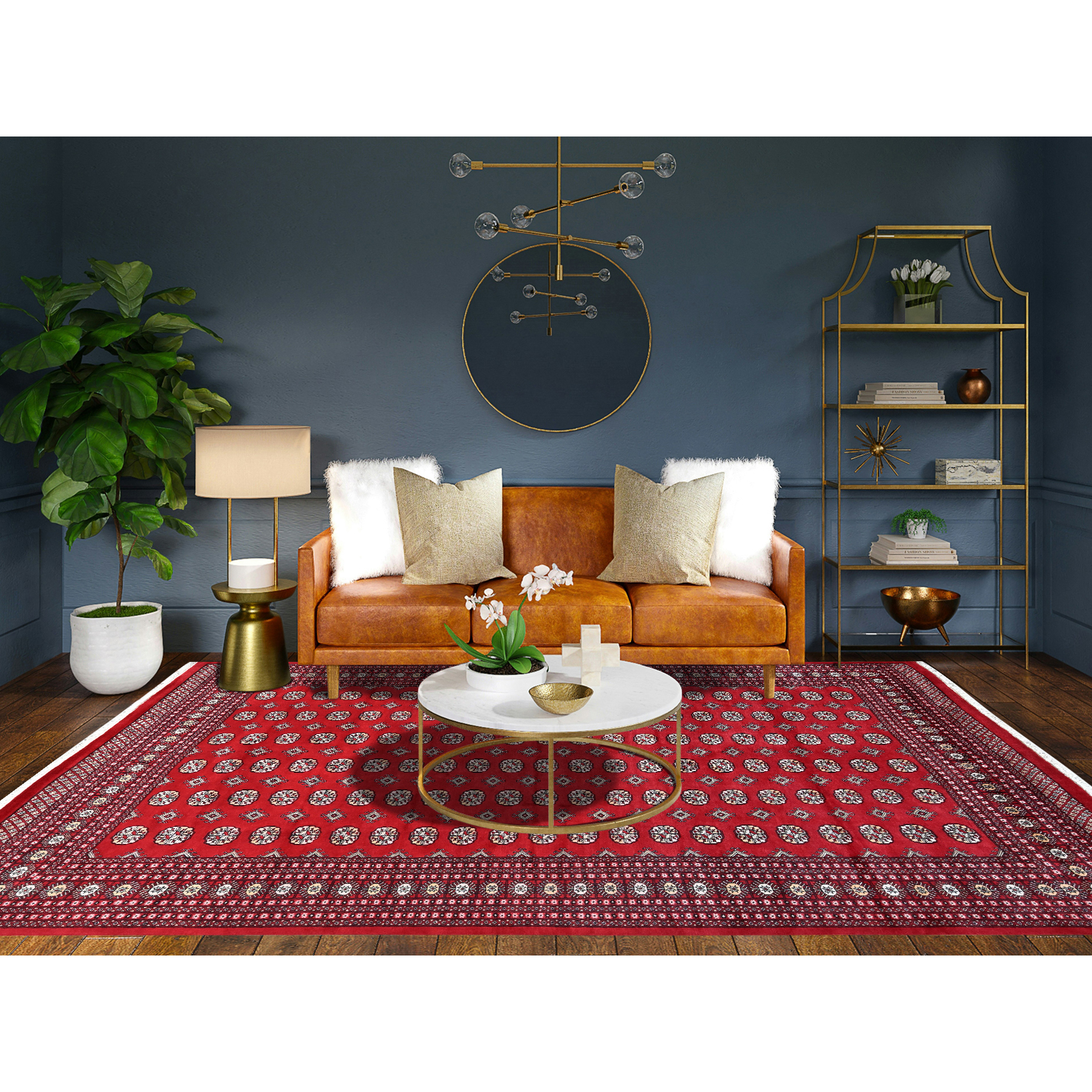 9'4"x12' Berry Red, Princess Bokara with Geometric Medallions, Soft and Velvety Wool, Hand Knotted, Vegetable Dyes, Oriental Rug Sh1327