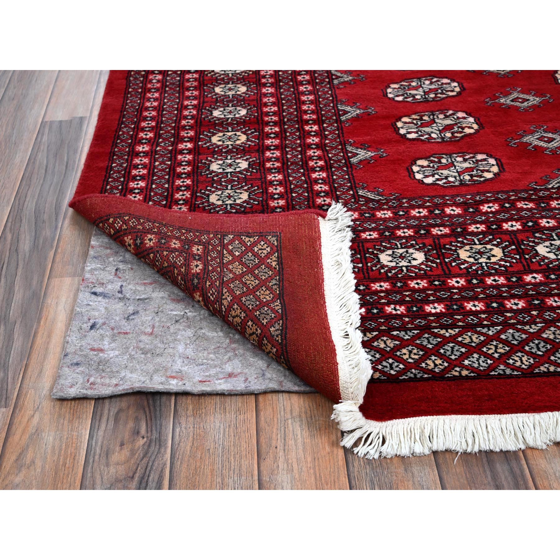 9'4"x12' Berry Red, Princess Bokara with Geometric Medallions, Soft and Velvety Wool, Hand Knotted, Vegetable Dyes, Oriental Rug Sh1327
