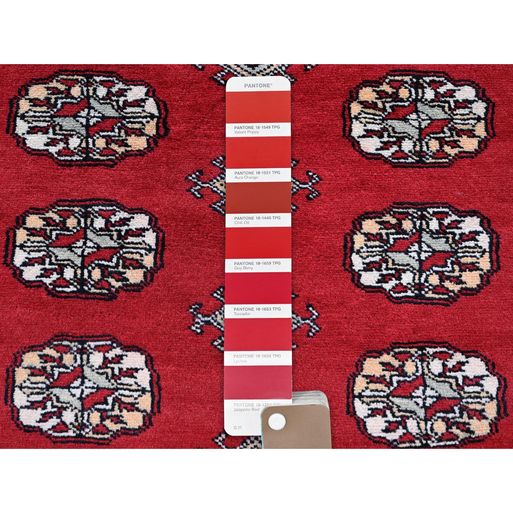 9'4"x12' Berry Red, Princess Bokara with Geometric Medallions, Soft and Velvety Wool, Hand Knotted, Vegetable Dyes, Oriental Rug Sh1327
