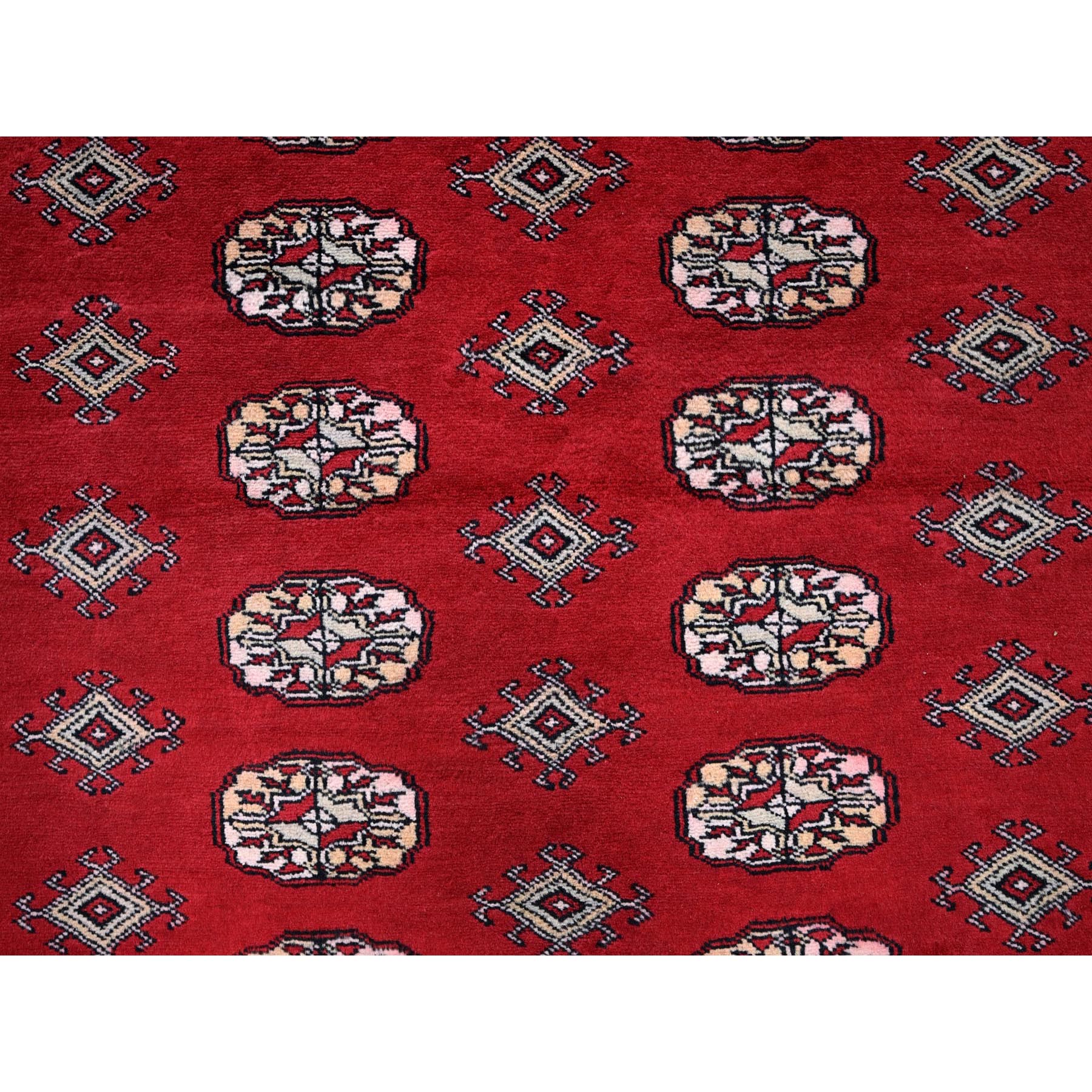9'4"x12' Berry Red, Princess Bokara with Geometric Medallions, Soft and Velvety Wool, Hand Knotted, Vegetable Dyes, Oriental Rug Sh1327