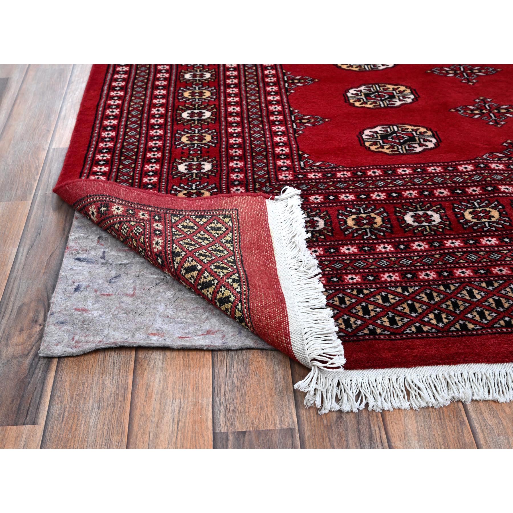 9'x12'6" Scarlet Red, Princess Bokara with Tribal Medallions, Vegetable Dyes, Soft and Shiny Wool, Hand Knotted, Oriental Rug Sh1328