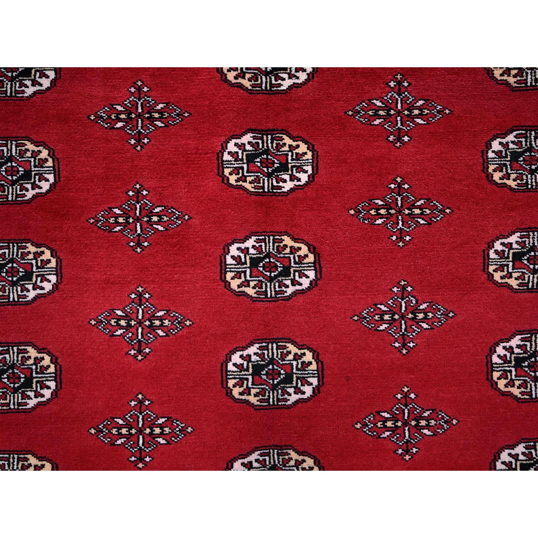 9'x12'6" Scarlet Red, Princess Bokara with Tribal Medallions, Vegetable Dyes, Soft and Shiny Wool, Hand Knotted, Oriental Rug Sh1328