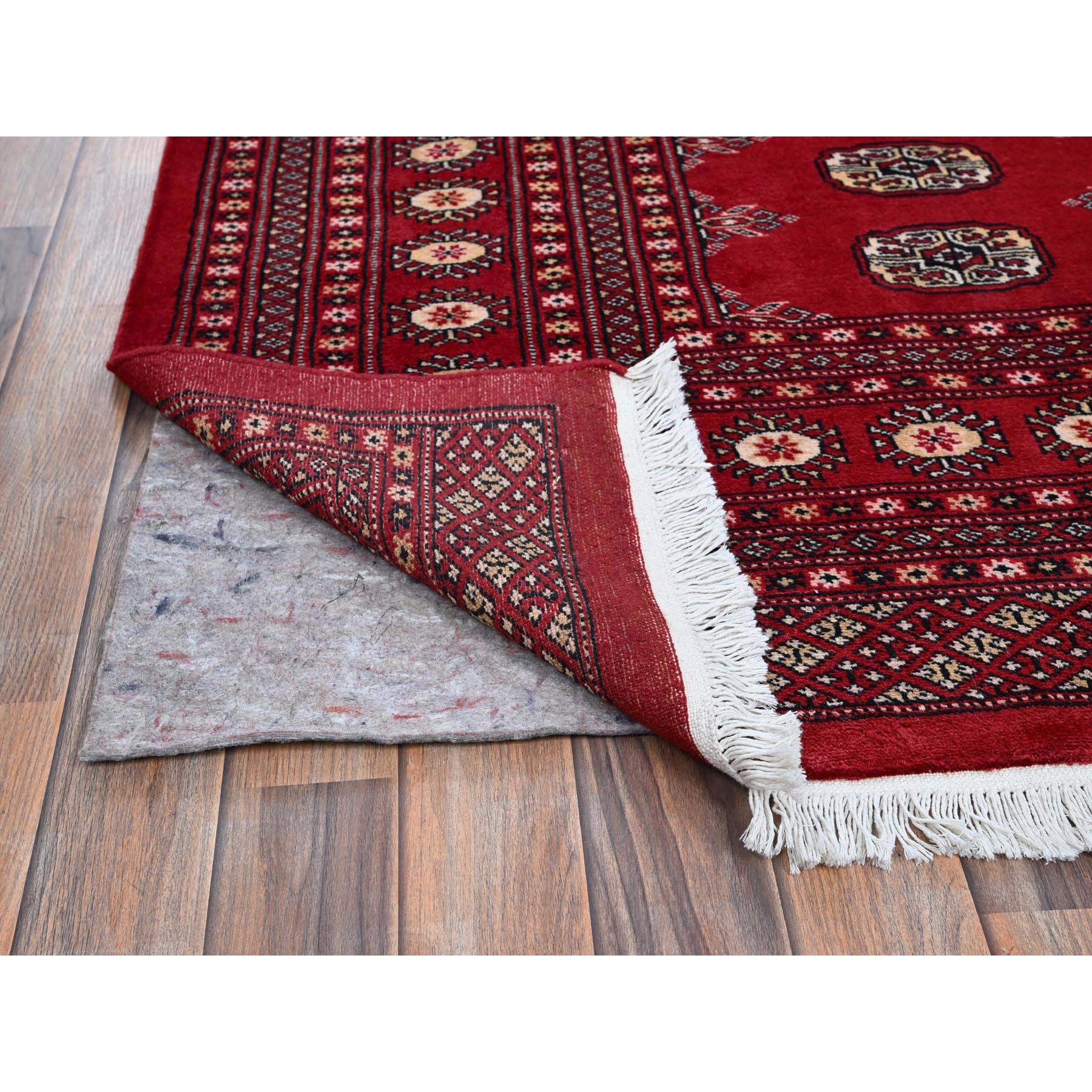 8'1"x10' Chili Red, Princess Bokara with Tribal Medallions, Vegetable Dyes, Hand Knotted, Soft and Velvety Wool, Oriental Rug Sh1329