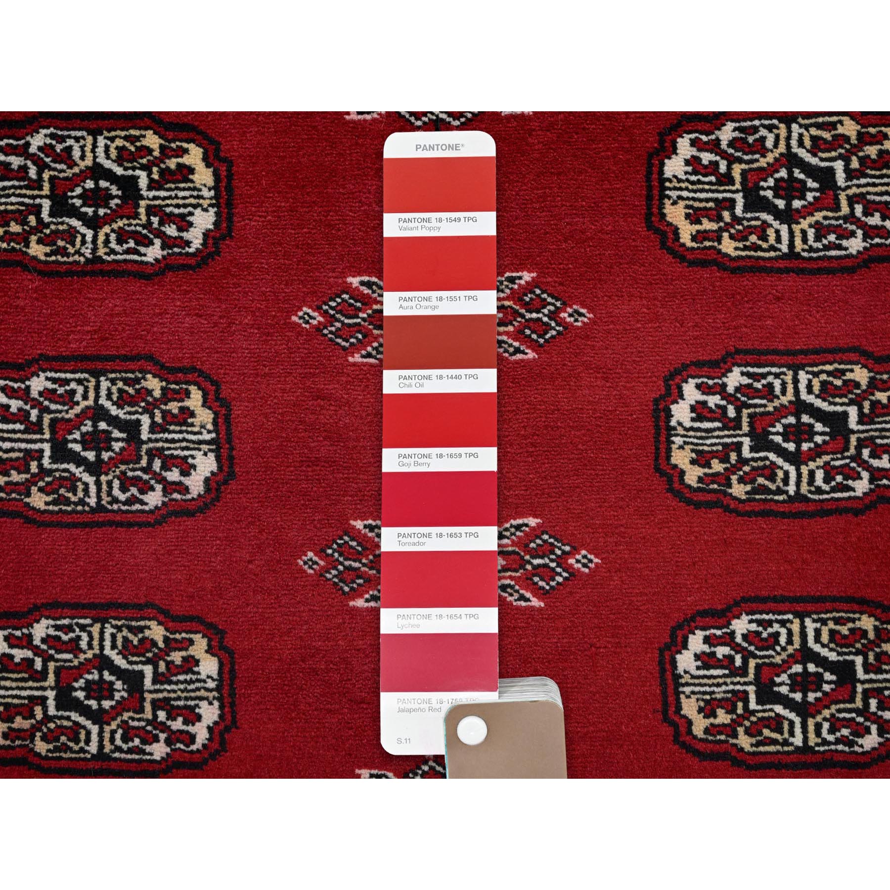 8'1"x10' Chili Red, Princess Bokara with Tribal Medallions, Vegetable Dyes, Hand Knotted, Soft and Velvety Wool, Oriental Rug Sh1329
