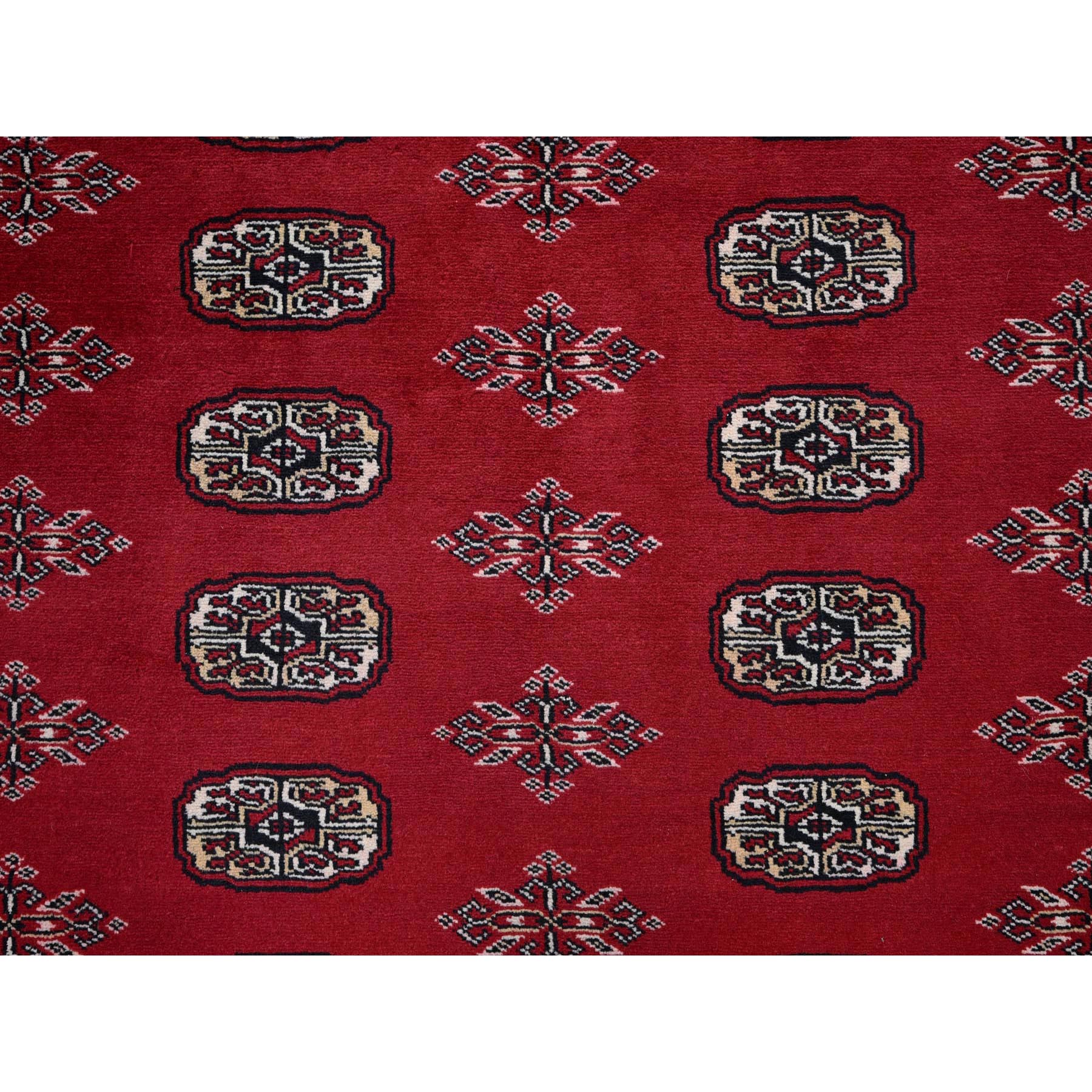 8'1"x10' Chili Red, Princess Bokara with Tribal Medallions, Vegetable Dyes, Hand Knotted, Soft and Velvety Wool, Oriental Rug Sh1329
