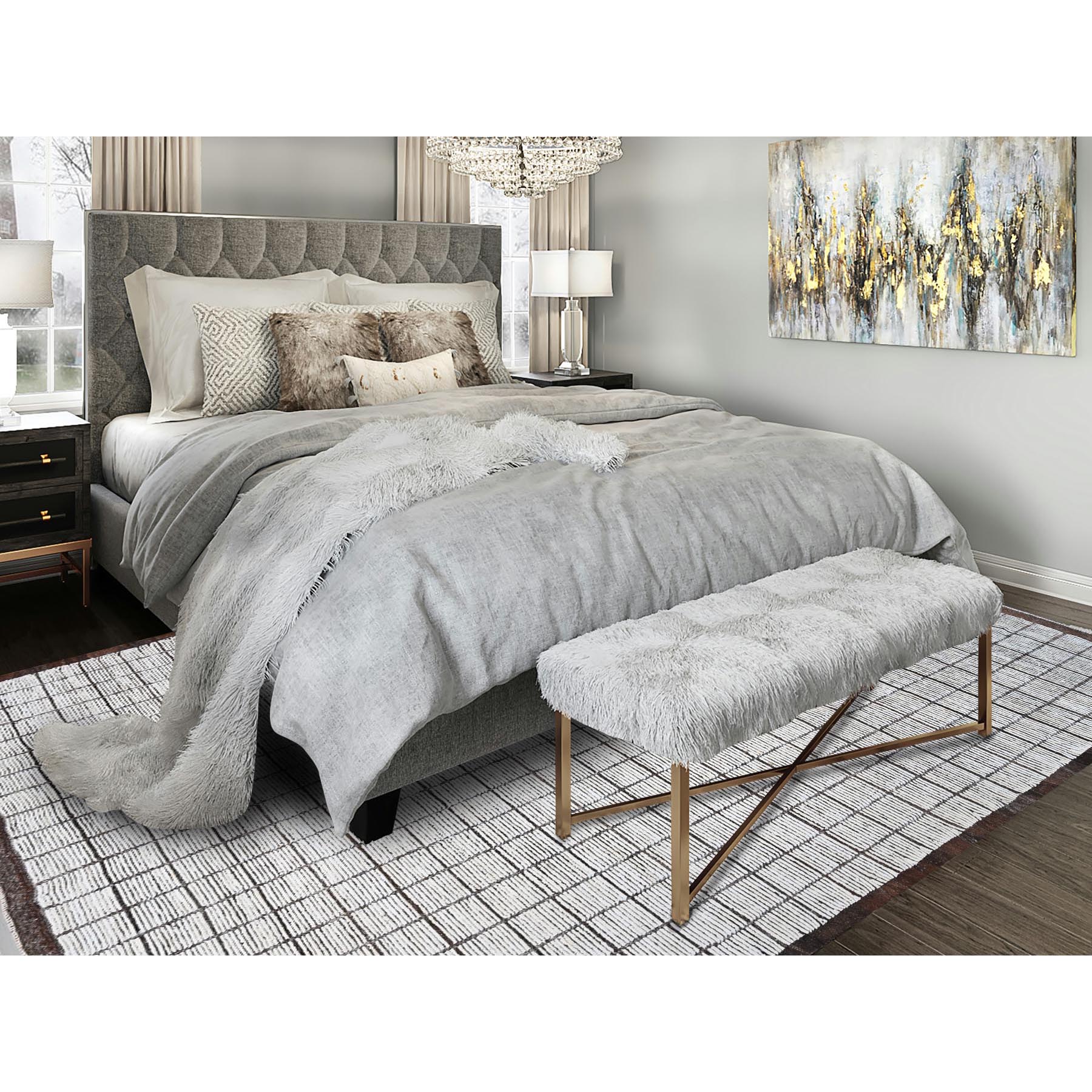 9'6"x11'8" Daisy White, Moroccan Weave with Box Design, Textured Pile, Tone on Tone, Undyed Natural Wool, Hand Knotted, Oriental Rug Sh1340