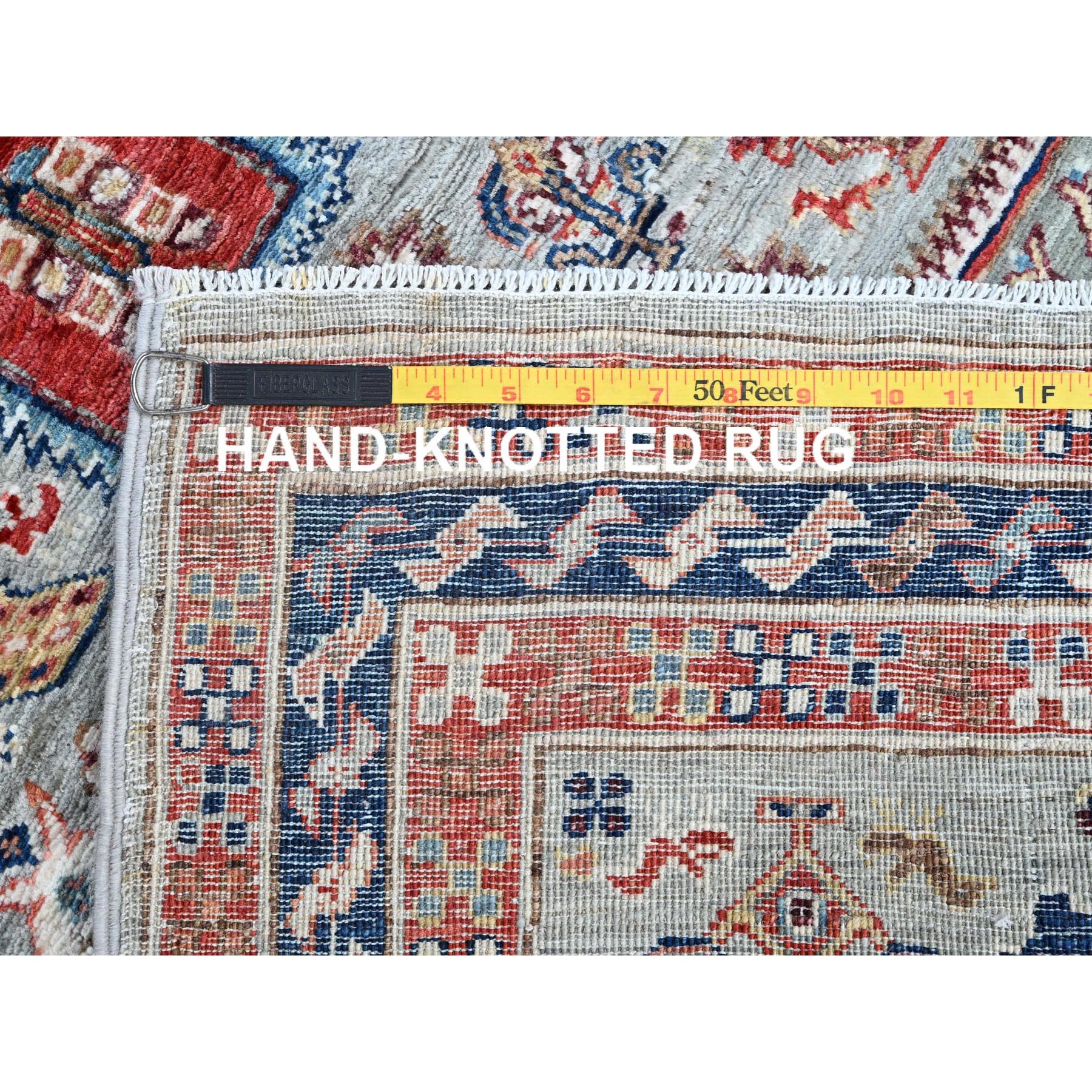 2'8"x7'5" Mirage Gray, Armenian Inspired Caucasian Design with Bird Figurines, Hand Knotted, Super Fine Wool, 200 KPSI, Denser Weave, Vegetable Dyes, Runner, Oriental Rug Sh1342