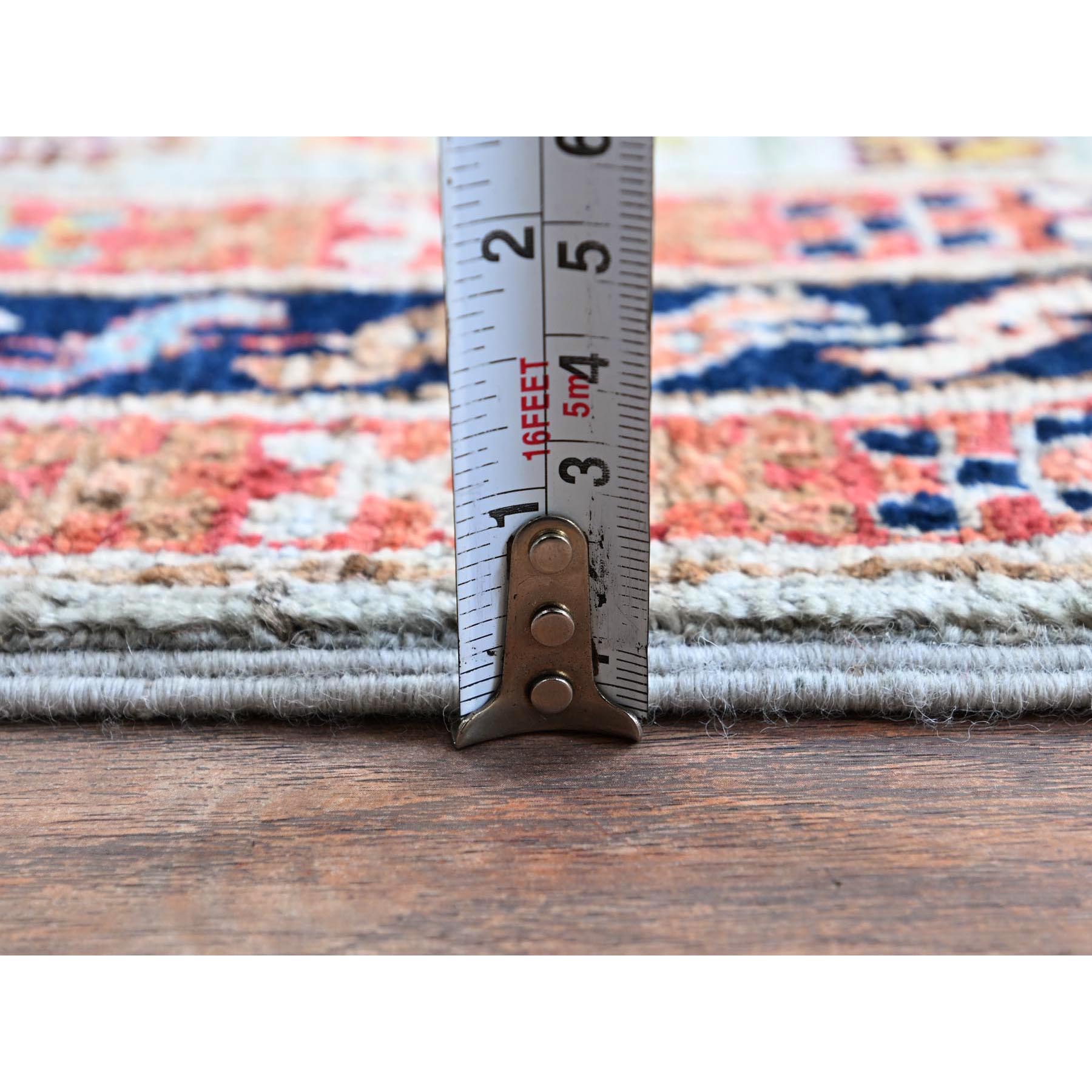 2'7"x8' Pigeon Gray, Armenian Inspired Caucasian Design with Bird Figurines, Super Fine Wool, 200 KPSI, Hand Knotted, Denser Weave, Vegetable Dyes, Runner, Oriental Rug Sh1346