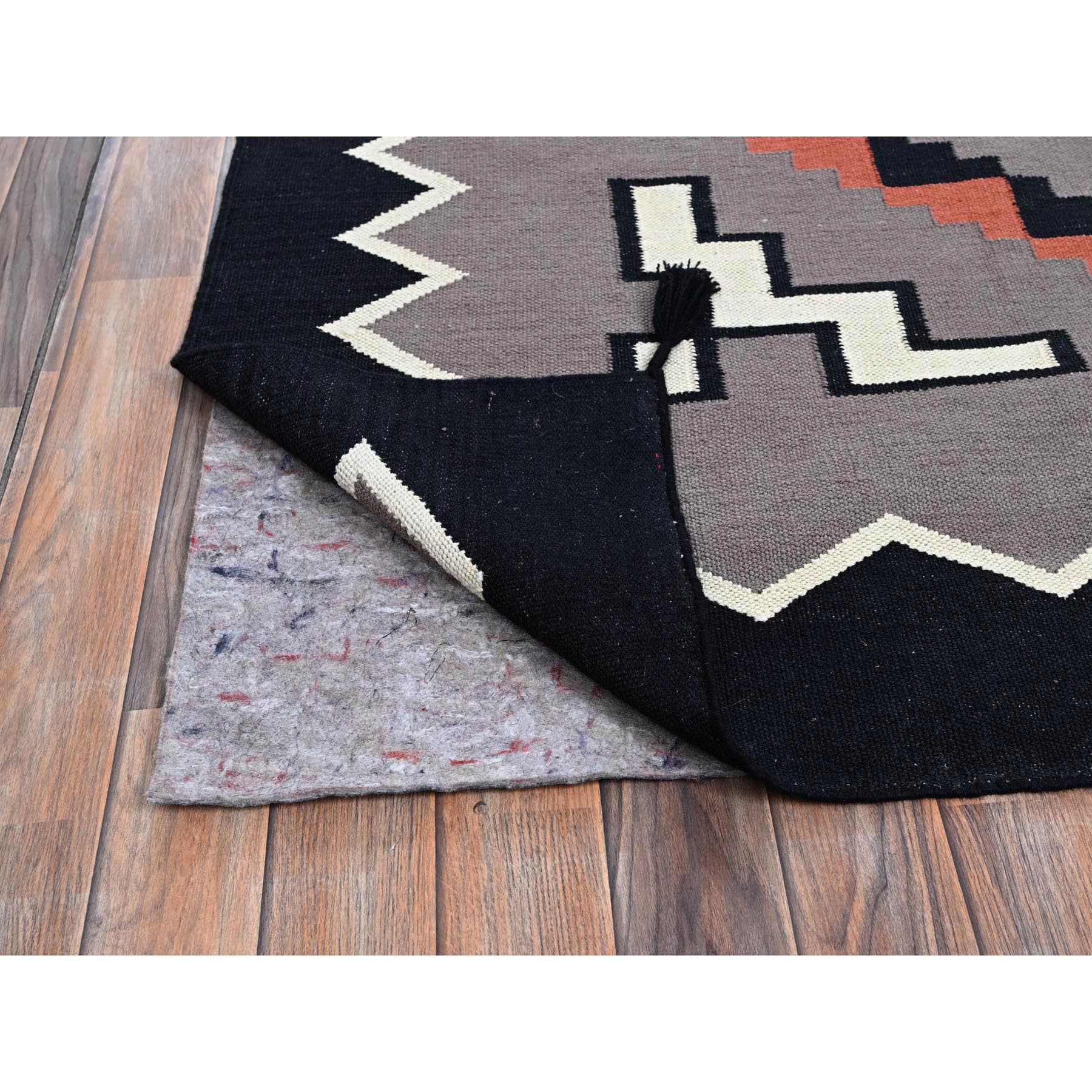 9'x12' Pewter Gray, American Indian Southwest Geometric Design, Flat Weave, Hand Woven, 100% Wool, Oriental Rug Sh1350