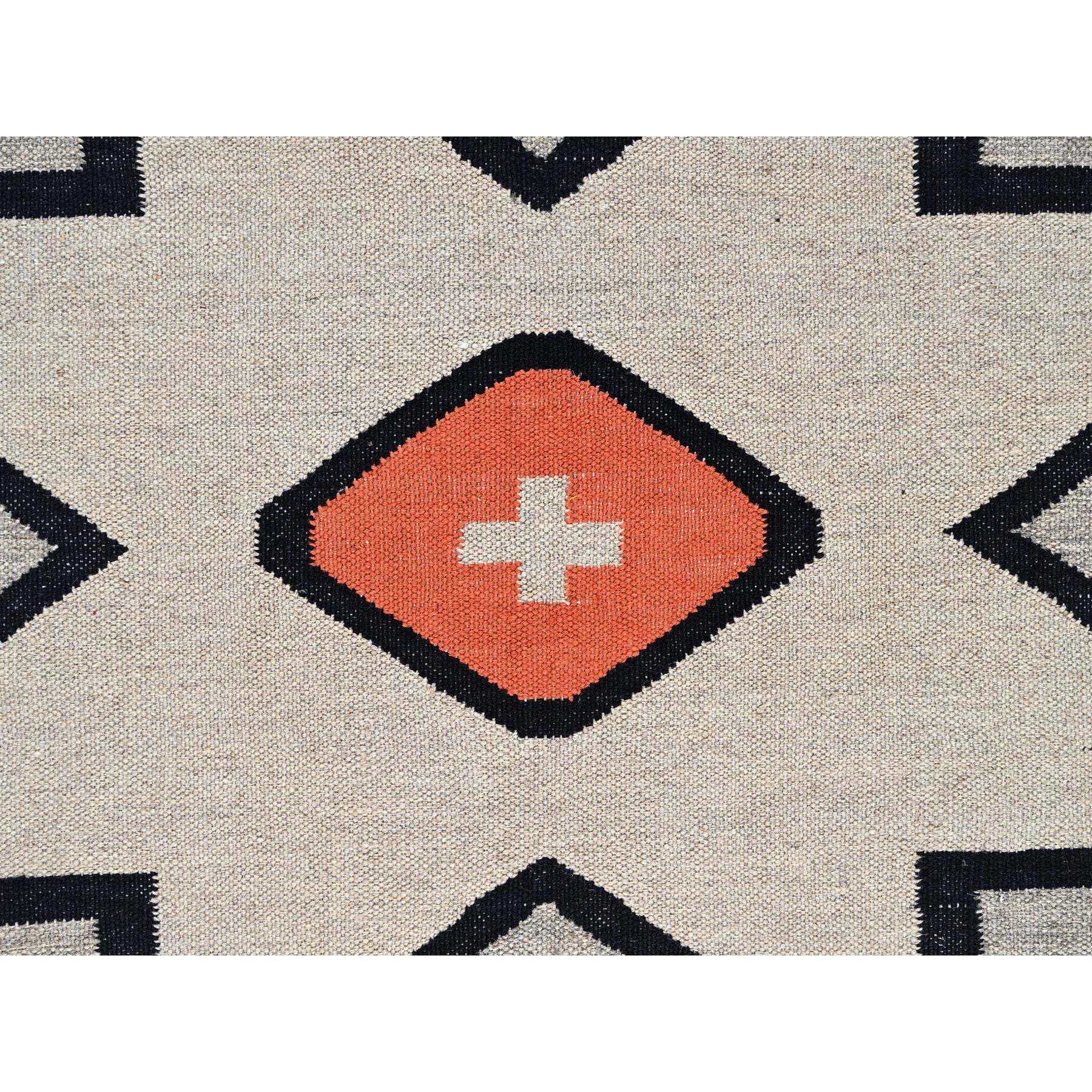 9'x11'9" Taupe Gray, American Indian Southwest Geometric Design, Flat Weave, Hand Woven, 100% Wool, Oriental Rug Sh1352