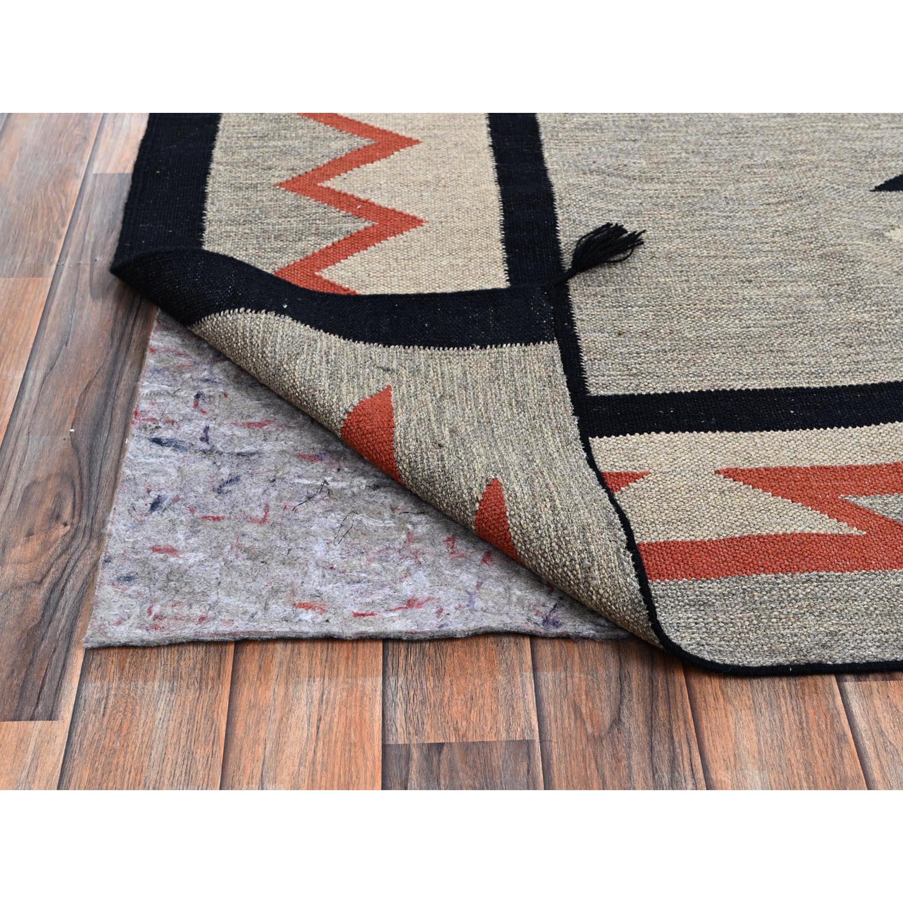 9'x11'9" Taupe Gray, American Indian Southwest Geometric Design, Flat Weave, Hand Woven, 100% Wool, Oriental Rug Sh1352