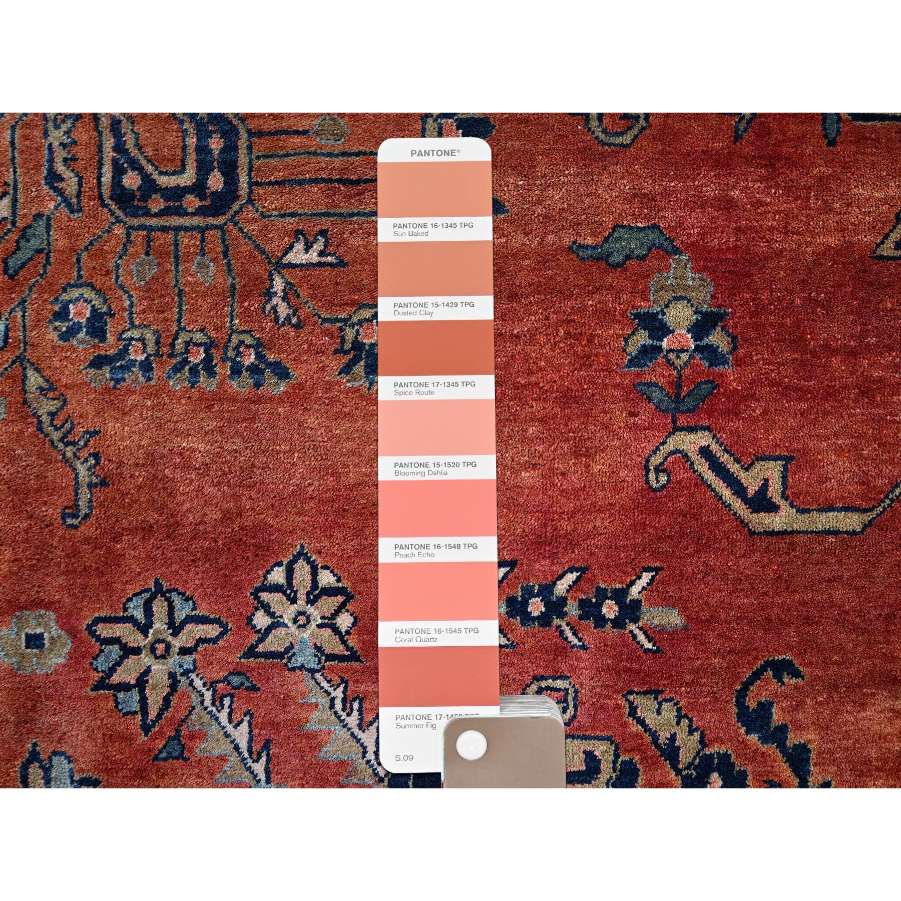 8'7"x12'3" Copper Red, Antique Persian Sarouk, Full Pile and Soft, Shabby Chic, Sides and Ends Professionally Secured, Hand Knotted, 100% Wool, Oriental Rug Sh1368