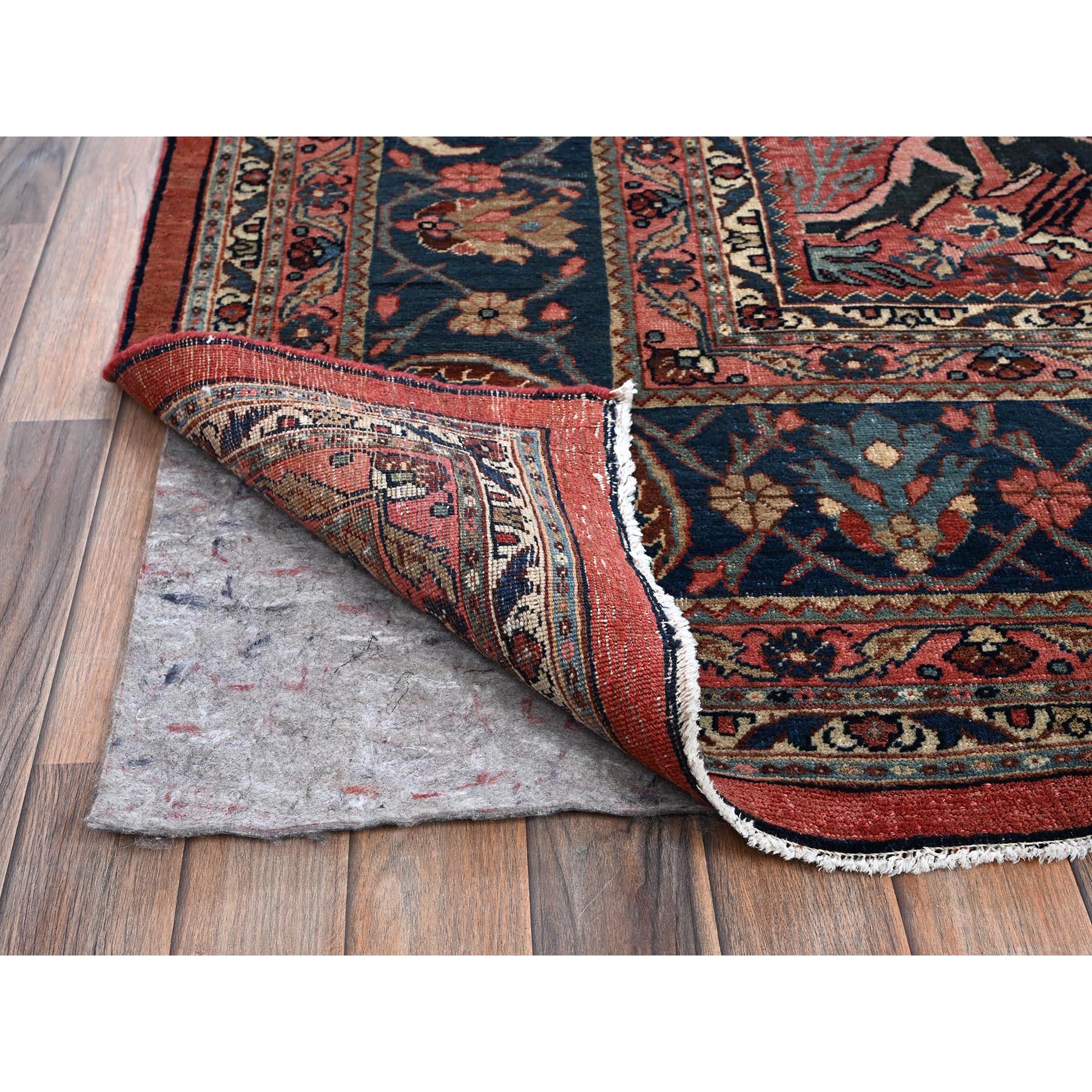 11'3"x14'5" Crimson Red, Antique Persian Bijar Garus, Even Wear, Clean, Sides and Ends Professionally Secured, Hand Knotted, 100% Wool, Oversized, Oriental Rug Sh1373
