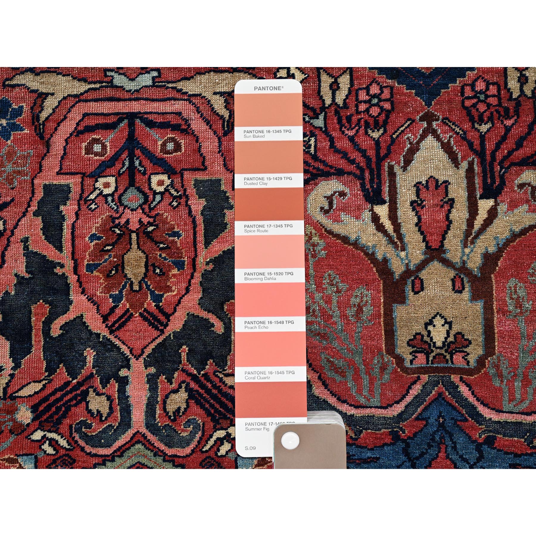 11'3"x14'5" Crimson Red, Antique Persian Bijar Garus, Even Wear, Clean, Sides and Ends Professionally Secured, Hand Knotted, 100% Wool, Oversized, Oriental Rug Sh1373