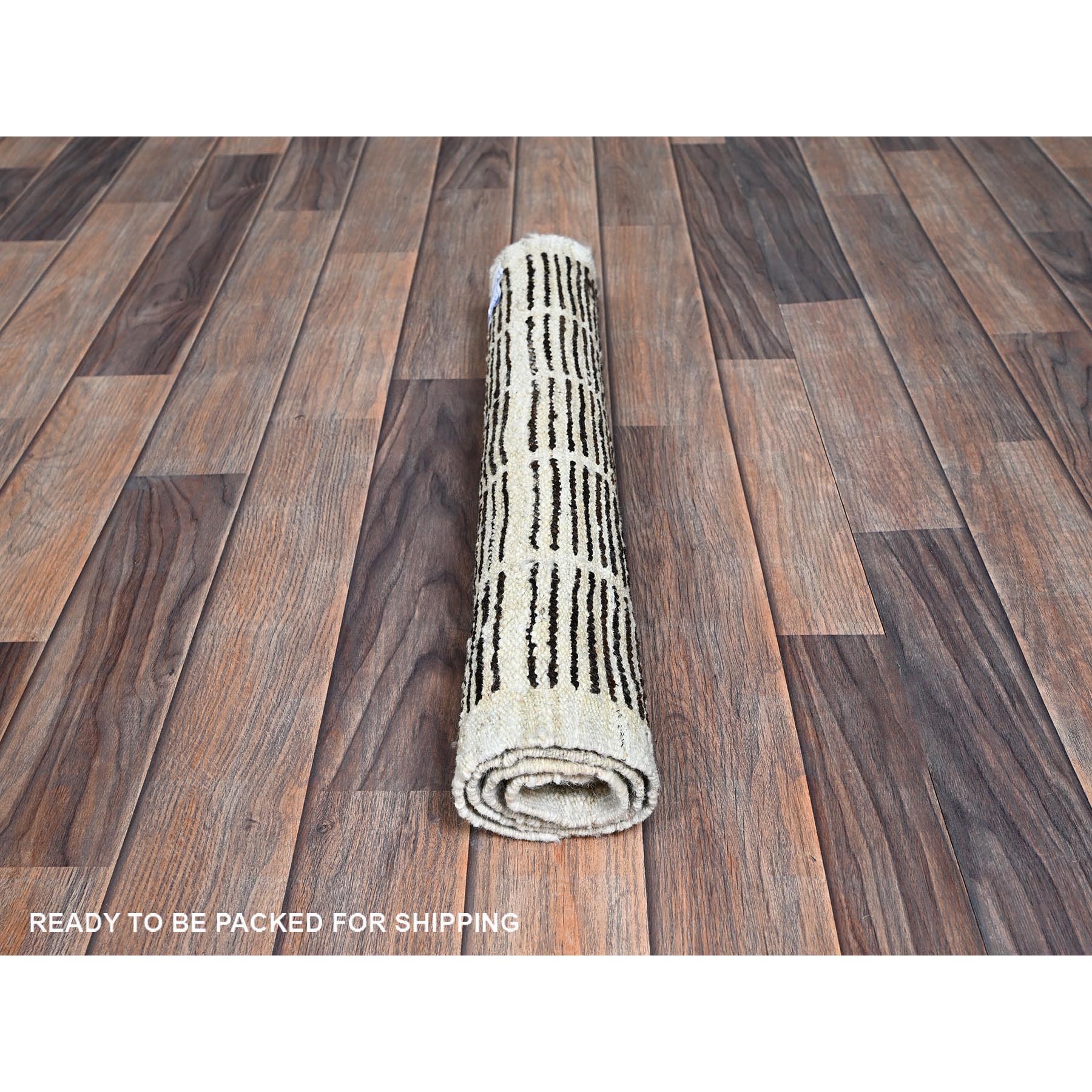 2'1"x2'7" Chocolate Brown, Moroccan Weave with Grid Design, Textured Pile, Tone on Tone, Undyed Natural Wool, Hand Knotted, Sample, Mat, Oriental Rug Sh1388