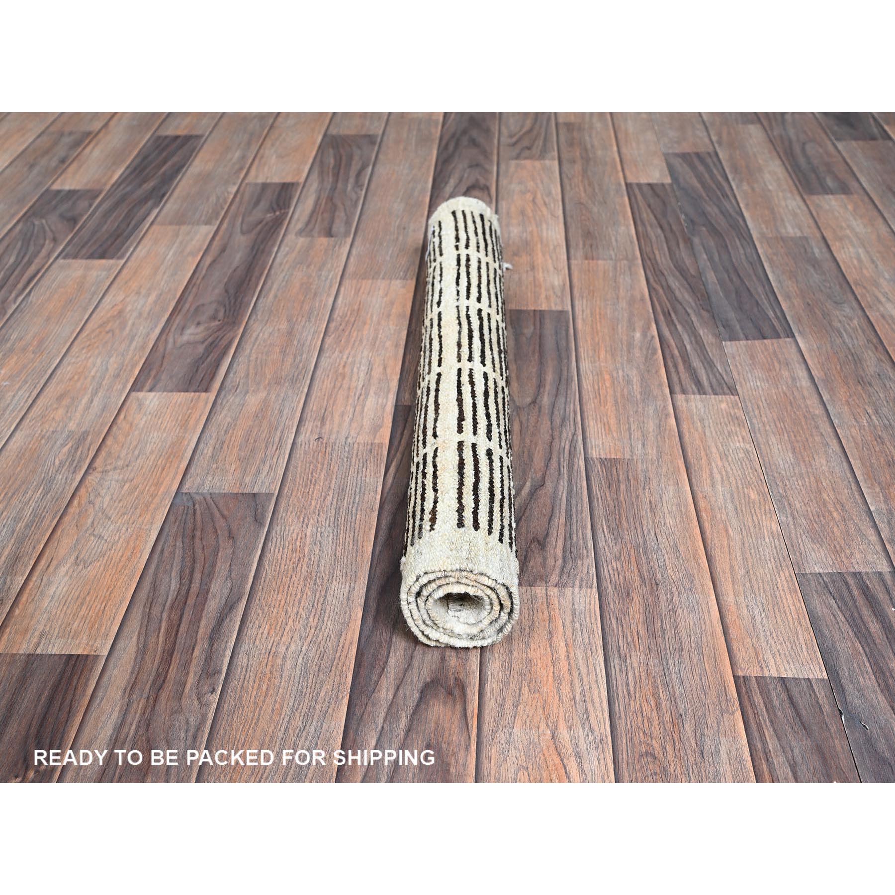 2'3"x2'8" Chocolate Brown, Moroccan Weave with Grid Design, Textured Pile, Tone on Tone, Undyed Natural Wool, Hand Knotted, Sample, Mat, Oriental Rug Sh1391