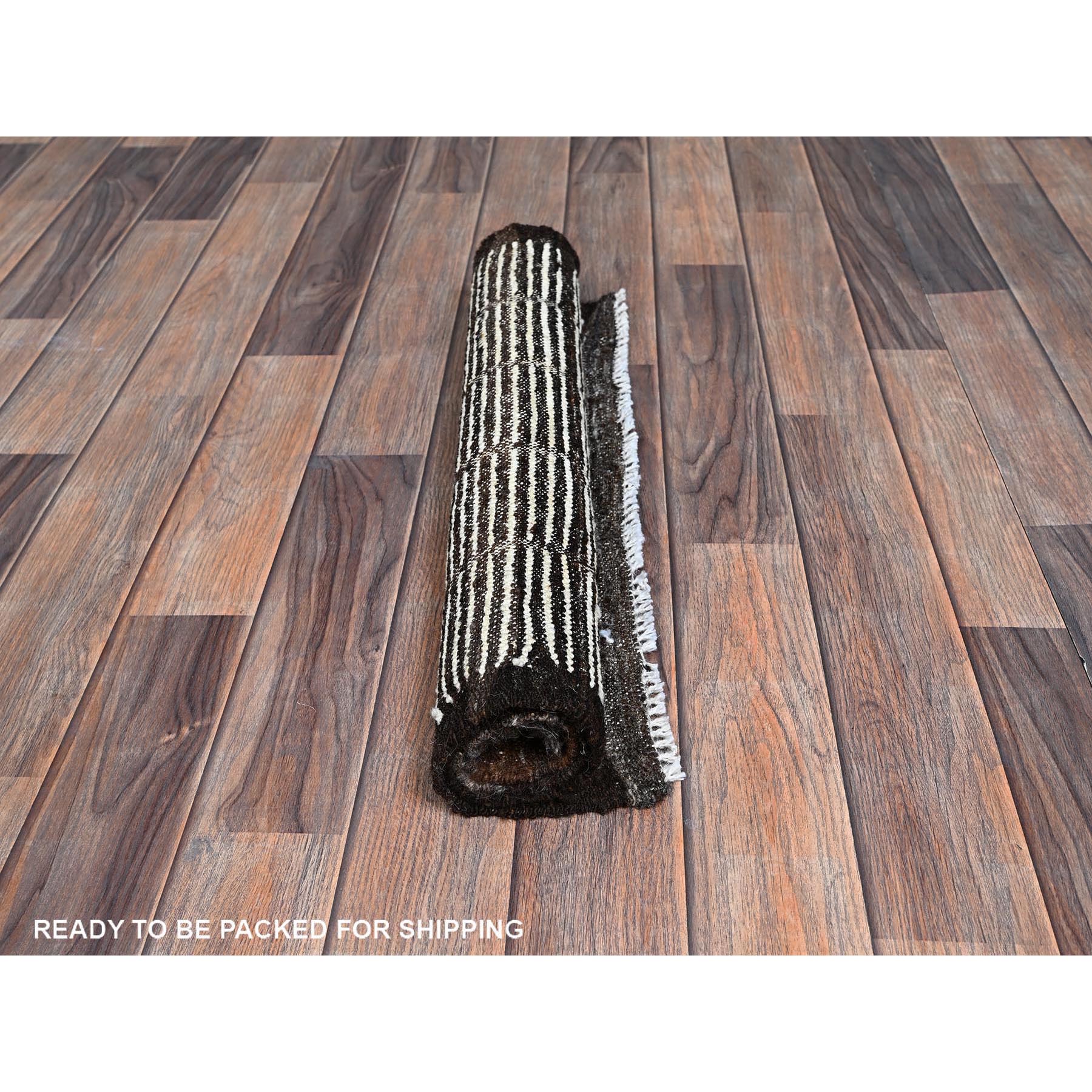 2'1"x2'10" Cotton White, Moroccan Weave with Grid Design, Textured Pile, Undyed Natural Wool, Hand Knotted, Tone on Tone, Mat, Sample, Oriental Rug Sh1394