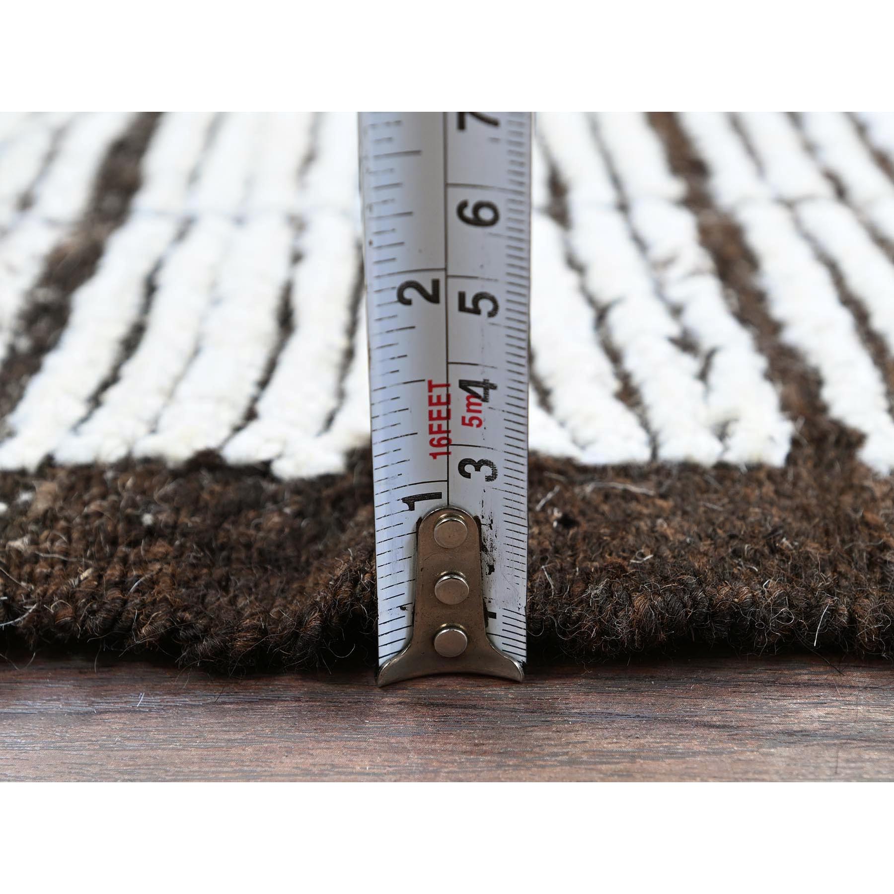 2'1"x2'10" Cotton White, Moroccan Weave with Grid Design, Textured Pile, Undyed Natural Wool, Hand Knotted, Tone on Tone, Mat, Sample, Oriental Rug Sh1394