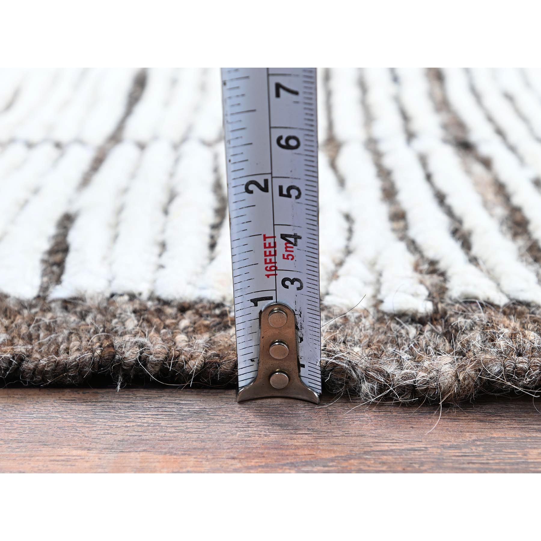 2'1"x2'8" Vista White, Tone on Tone, Moroccan Weave with Box Design, Textured Pile, Undyed Natural Wool, Hand Knotted, Mat, Sample, Oriental Rug Sh1396