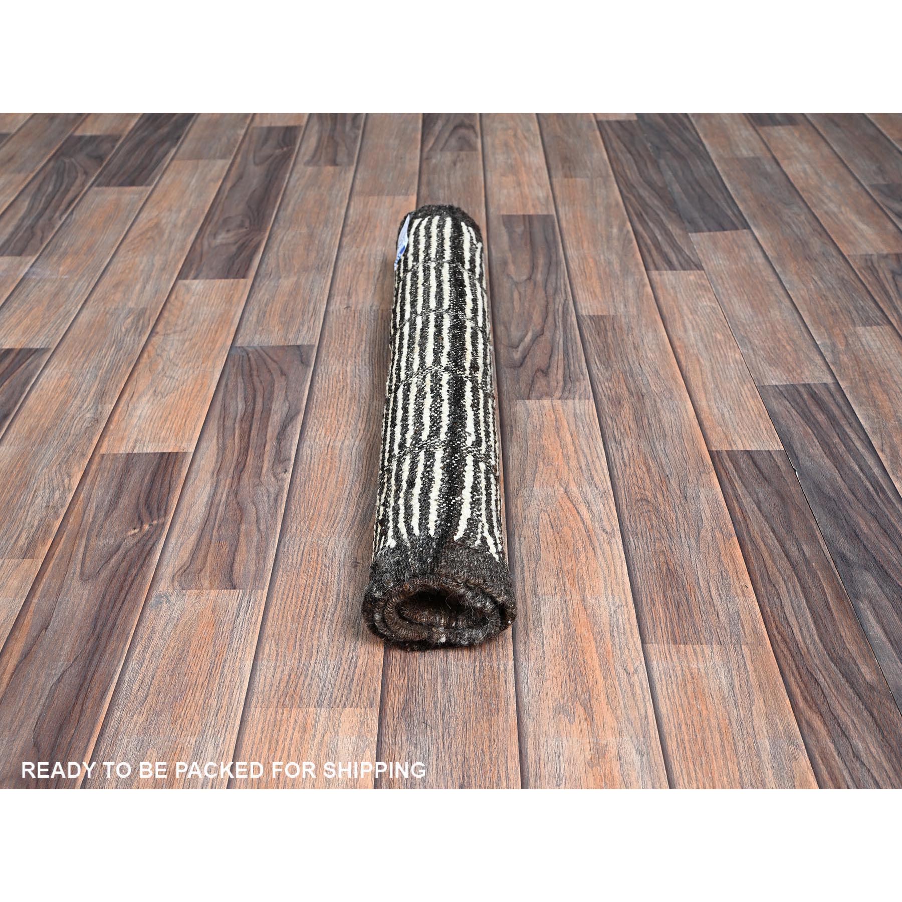2'1"x2'8" Snow White, Moroccan Weave with Box Design, Tone on Tone, Textured Pile, Undyed Natural Wool, Hand Knotted, Mat, Sample, Oriental Rug Sh1397