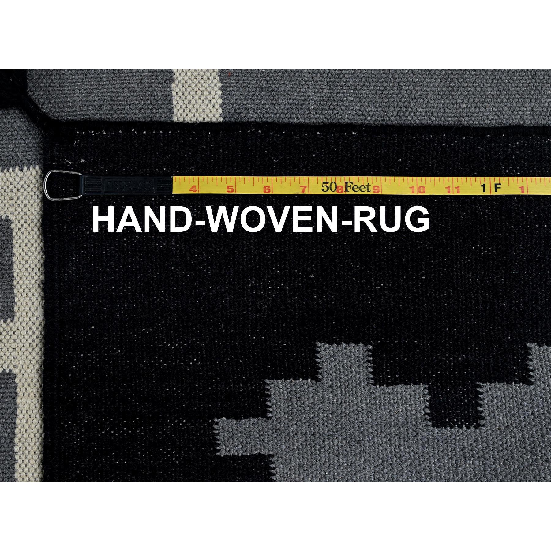 9'1"x12' Spanish Gray, Flat Weave, American Indian Southwest Geometric Design, Hand Woven, 100% Wool, Oriental Rug Sh1400