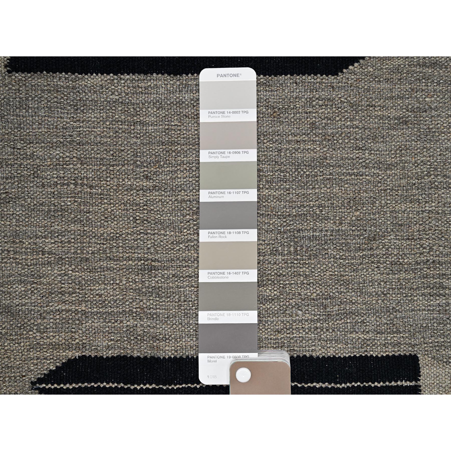 8'1"x9'10" Stone Gray, American Indian Southwest Geometric Design, Flat Weave, Hand Woven, 100% Wool, Oriental Rug Sh1410