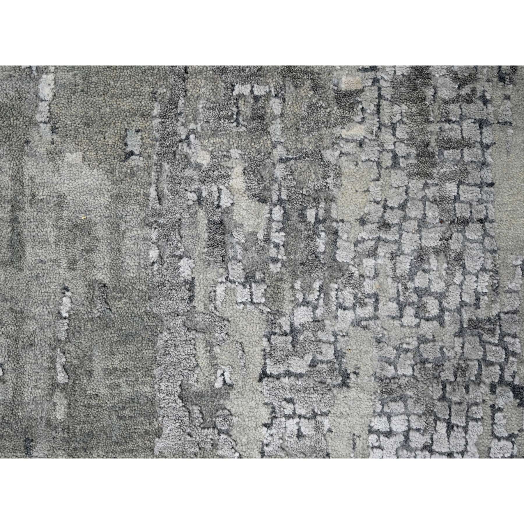 10'x13'10" Medium Gray, Abstract with Mosaic Design, Wool and Silk, Hand Knotted, Oriental Rug Sh10009