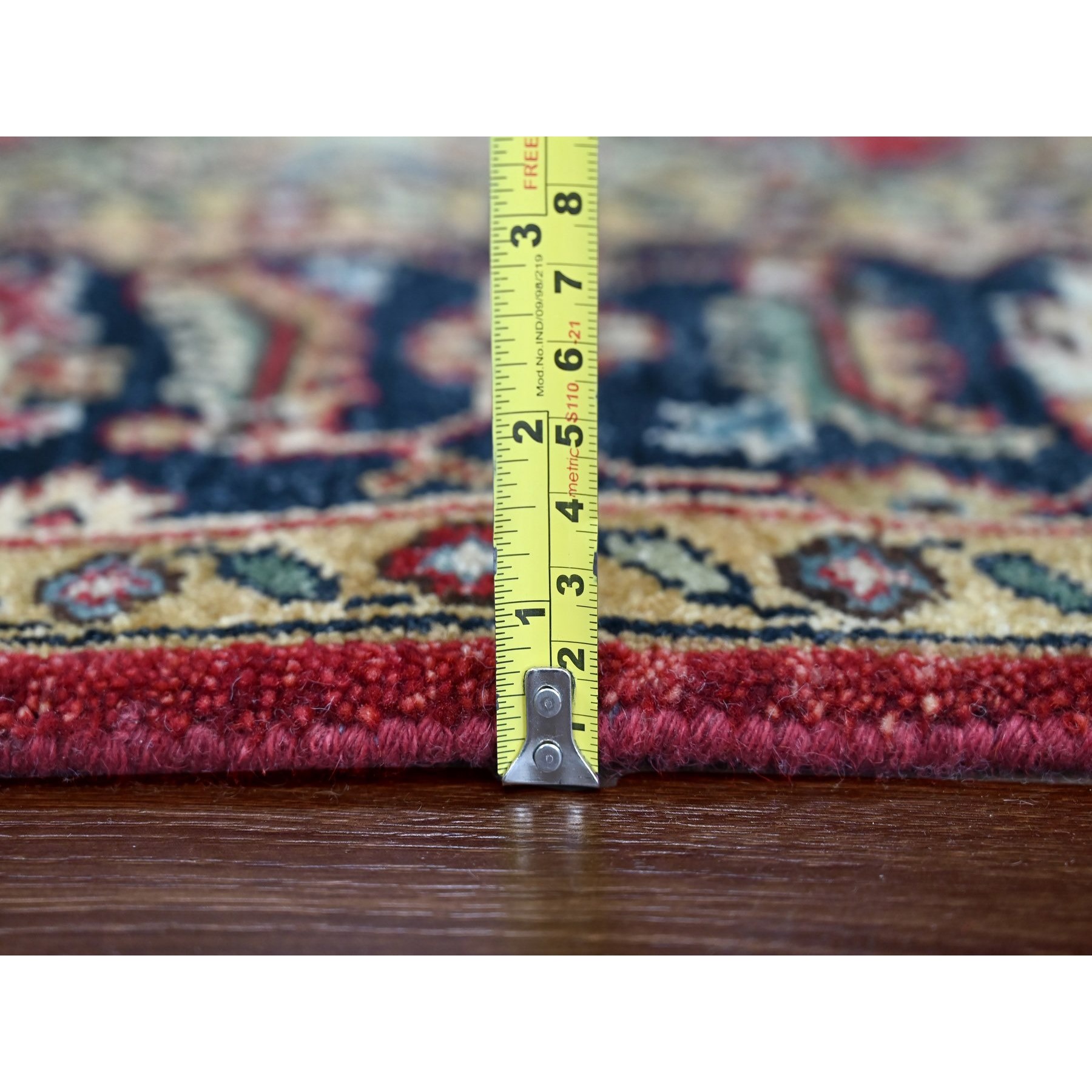 5'x6'10" Harvard Crimson Red, 100% Wool, Hand Knotted, Karajeh Design with Tribal Medallions, Oriental Rug Sh10020