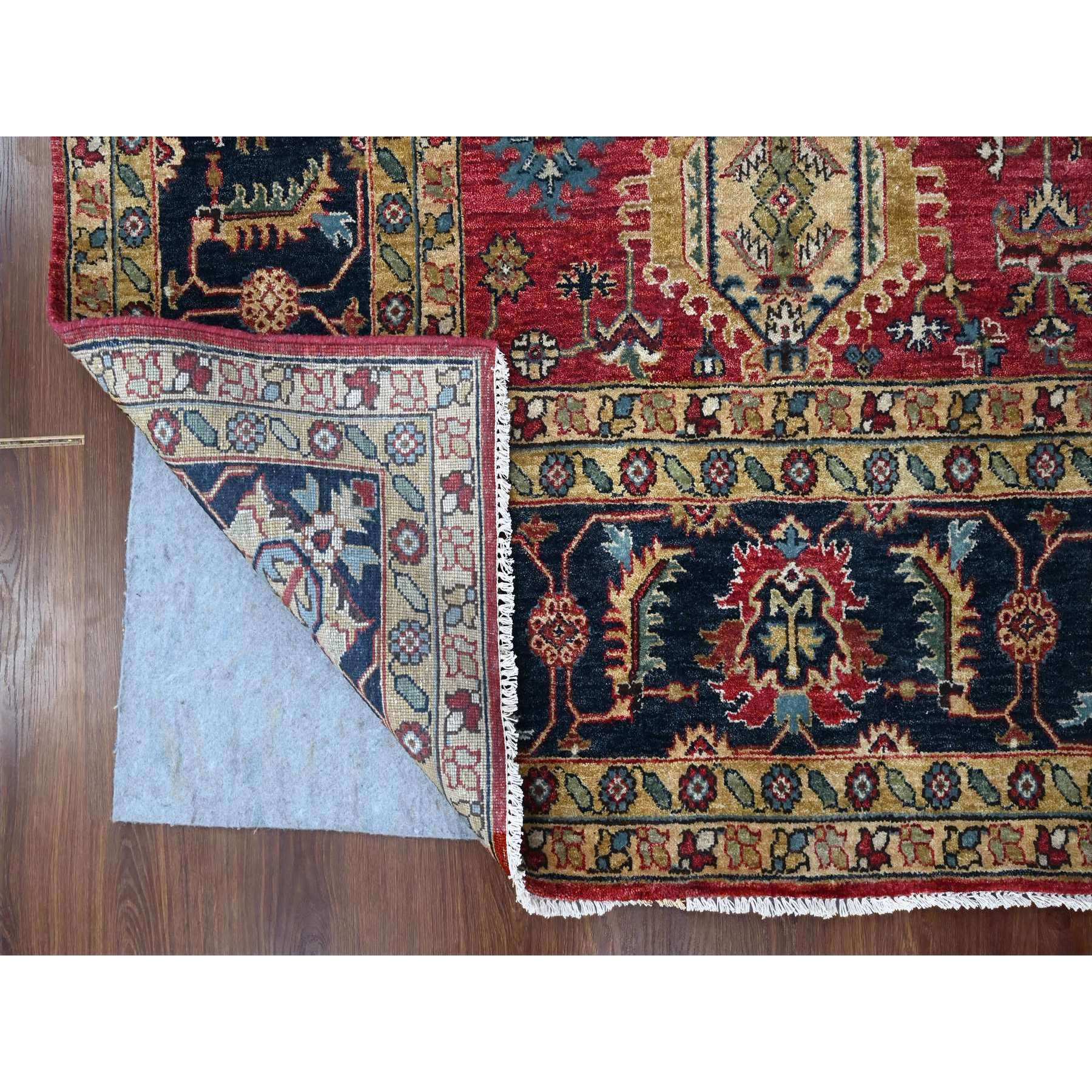 10'1"x13'10" Falcons Red, Karajeh Design with Tribal Medallions, Soft Wool, Hand Knotted, Oriental Rug Sh10021