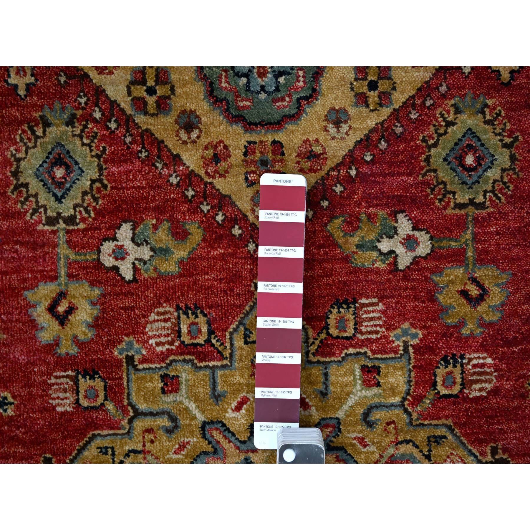 10'1"x13'10" Falcons Red, Karajeh Design with Tribal Medallions, Soft Wool, Hand Knotted, Oriental Rug Sh10021