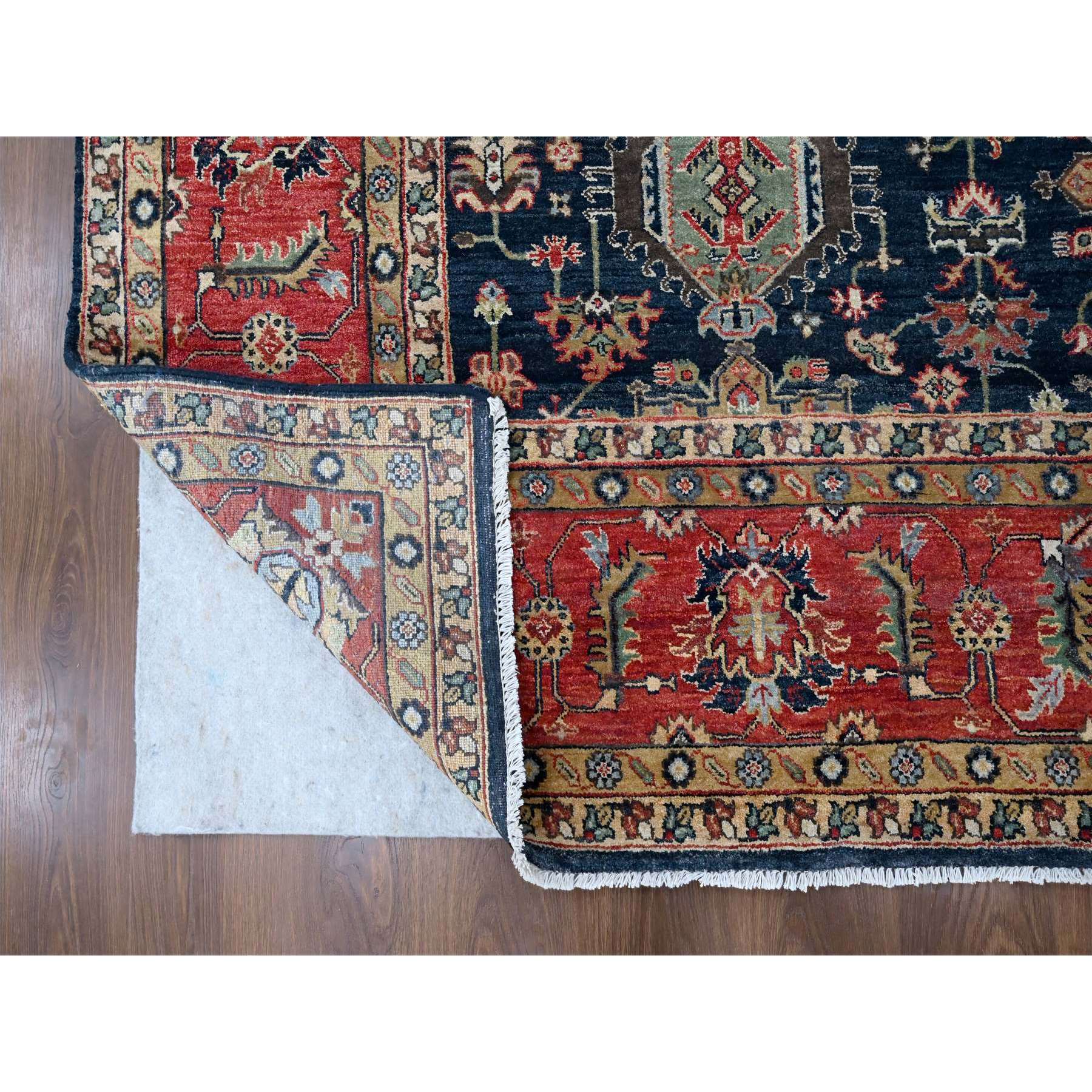 10'2"x10'2" Power Black, Hand Knotted, Karajeh Design with All Over Pattern, Vegetable Dyes, Soft Pile, 100% Wool, Square, Oriental Rug Sh10023