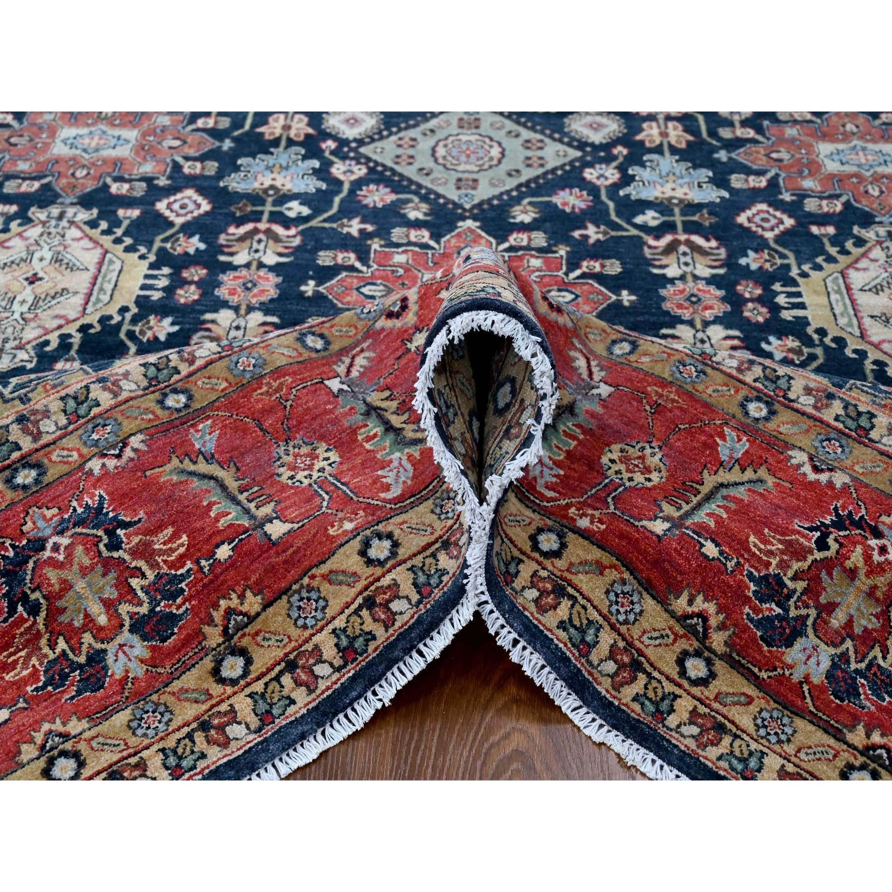 10'2"x10'2" Power Black, Hand Knotted, Karajeh Design with All Over Pattern, Vegetable Dyes, Soft Pile, 100% Wool, Square, Oriental Rug Sh10023