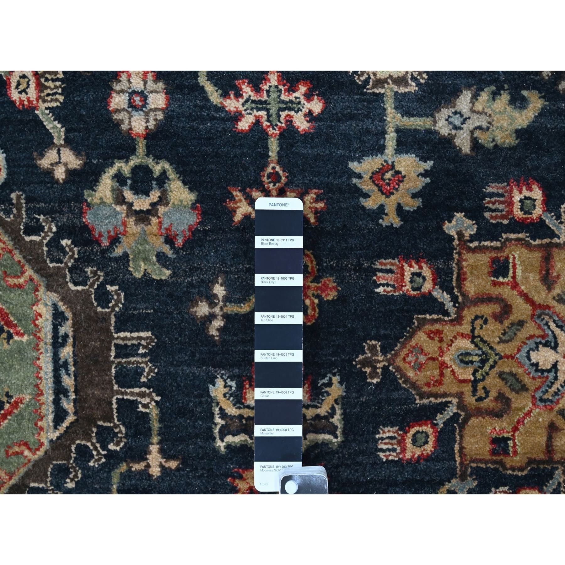 10'2"x10'2" Power Black, Hand Knotted, Karajeh Design with All Over Pattern, Vegetable Dyes, Soft Pile, 100% Wool, Square, Oriental Rug Sh10023