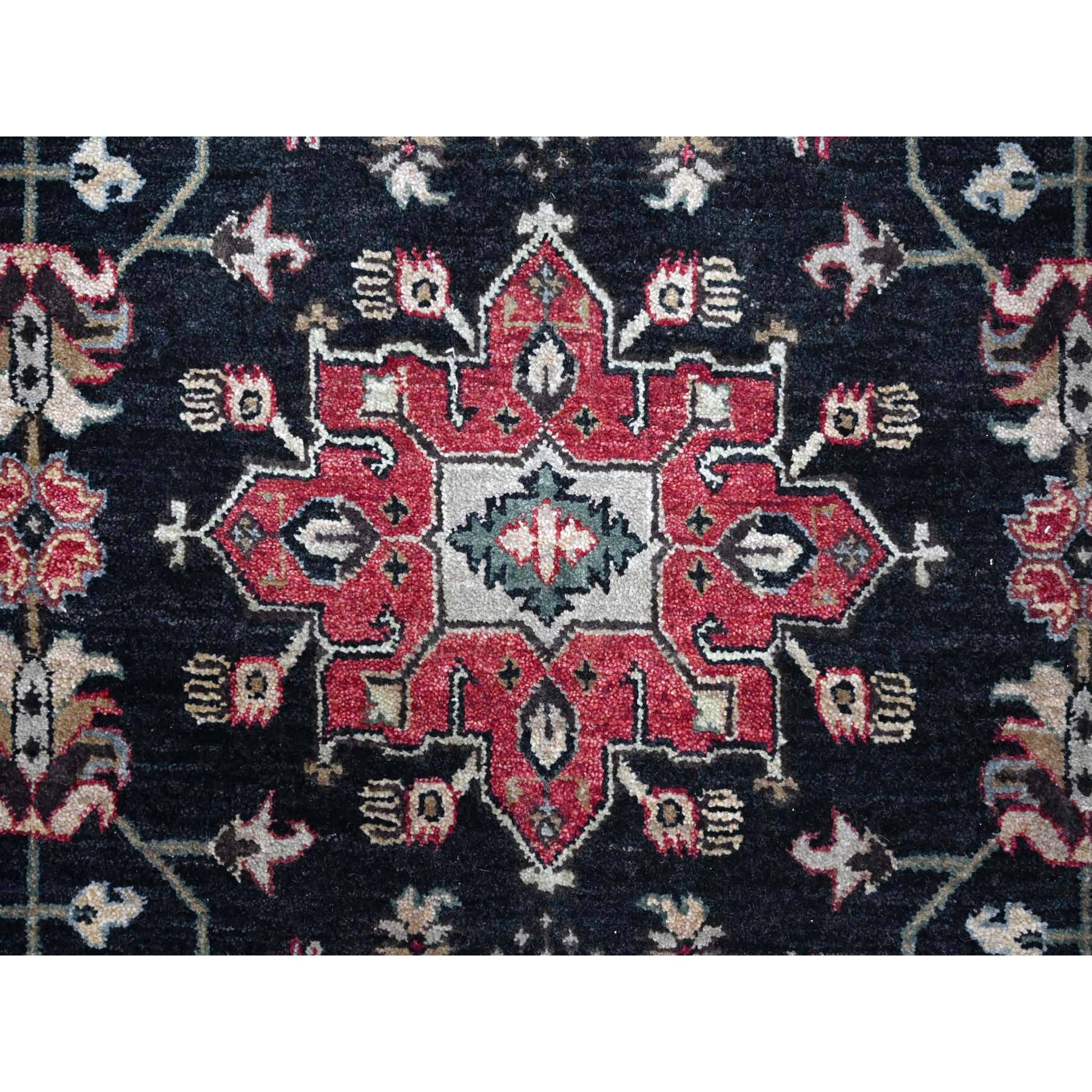 10'2"x10'2" Power Black, Hand Knotted, Karajeh Design with All Over Pattern, Vegetable Dyes, Soft Pile, 100% Wool, Square, Oriental Rug Sh10023