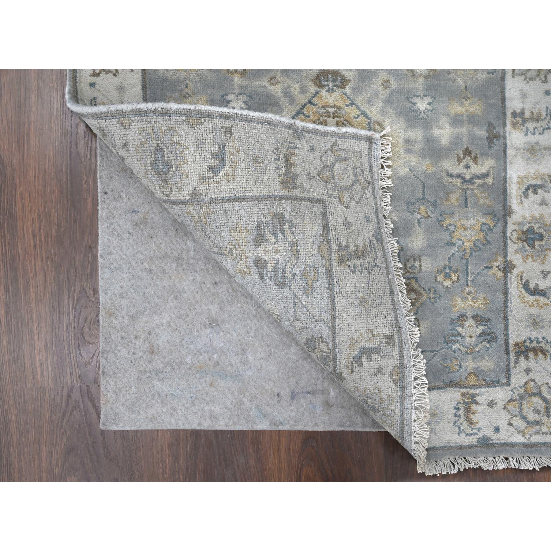 2'8"x20' Bright Gray, Karajeh and Geometric Design, Organic Wool, Hand Knotted, XL Runner, Oriental Rug Sh10028