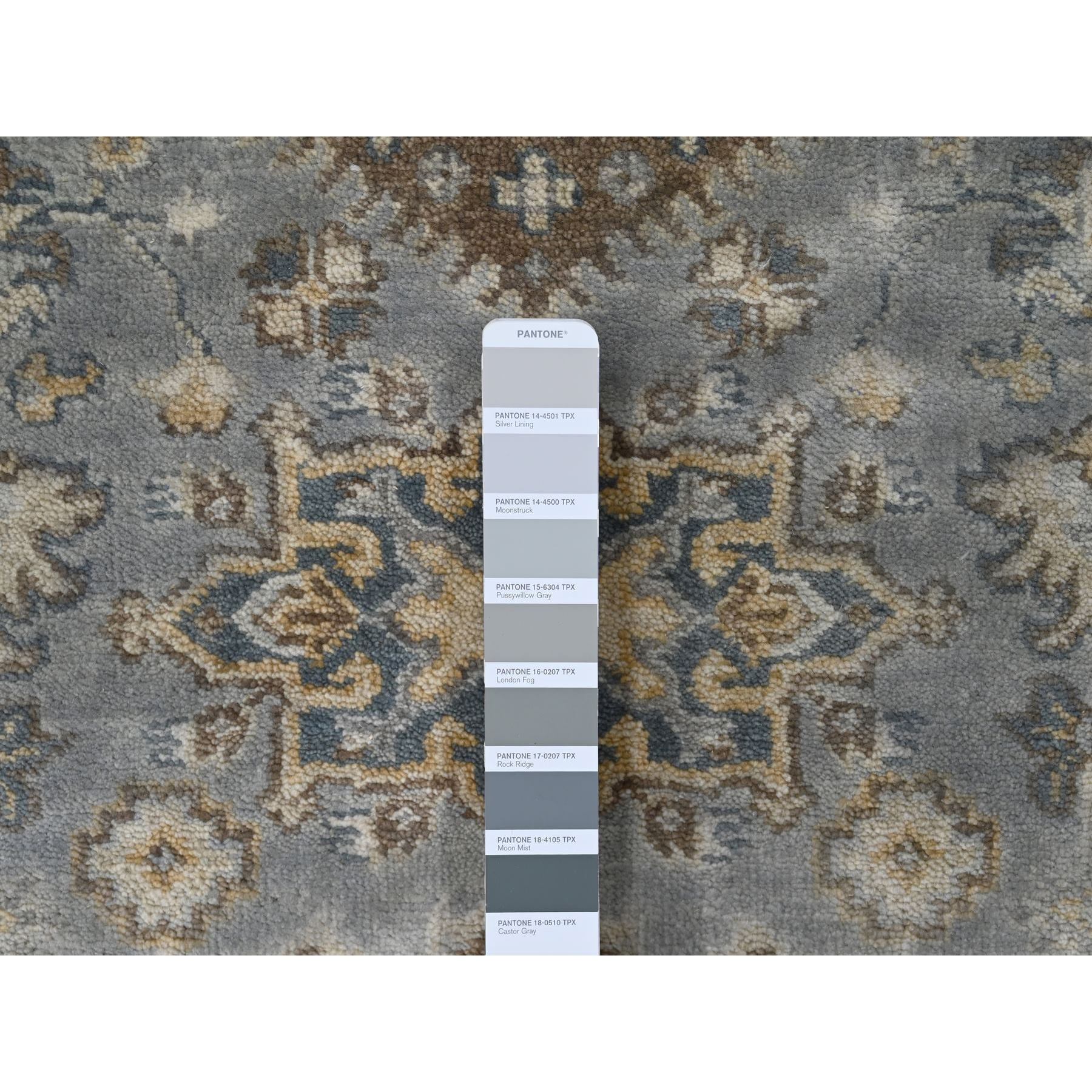 2'8"x20' Bright Gray, Karajeh and Geometric Design, Organic Wool, Hand Knotted, XL Runner, Oriental Rug Sh10028